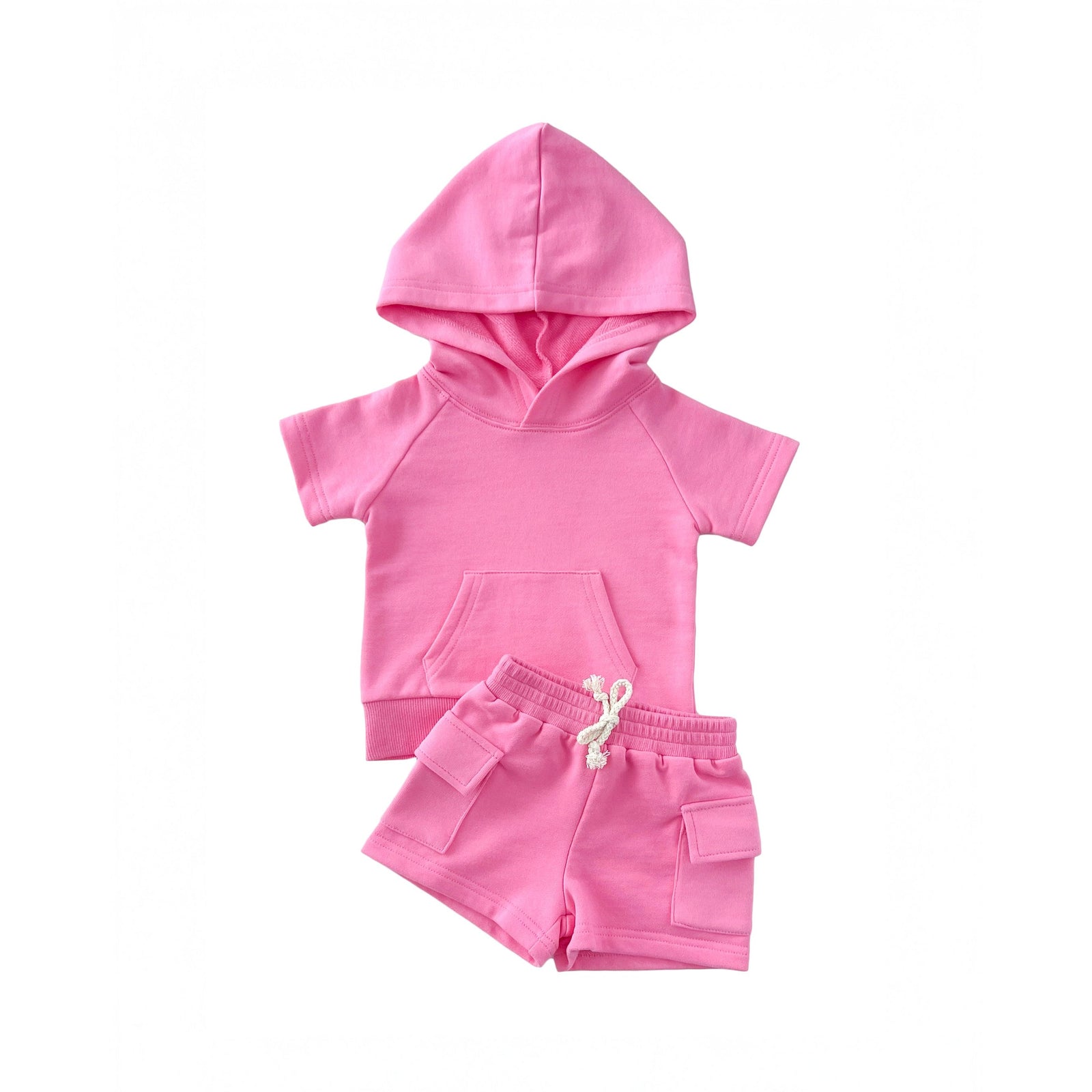 Terry Cargo Shorts Set | Pink