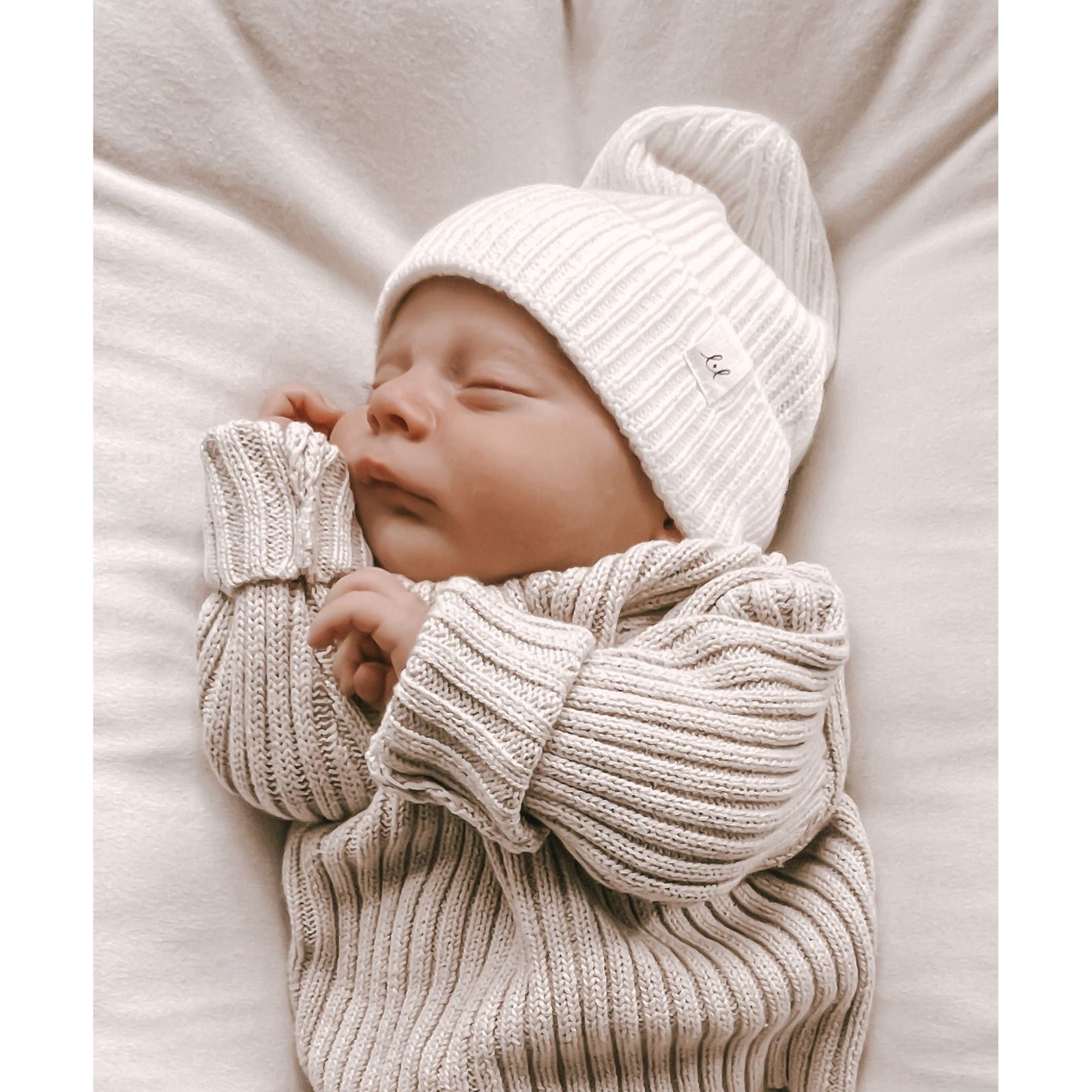 Luna + Luca Merino Wool Baby Beanie - Off-White
