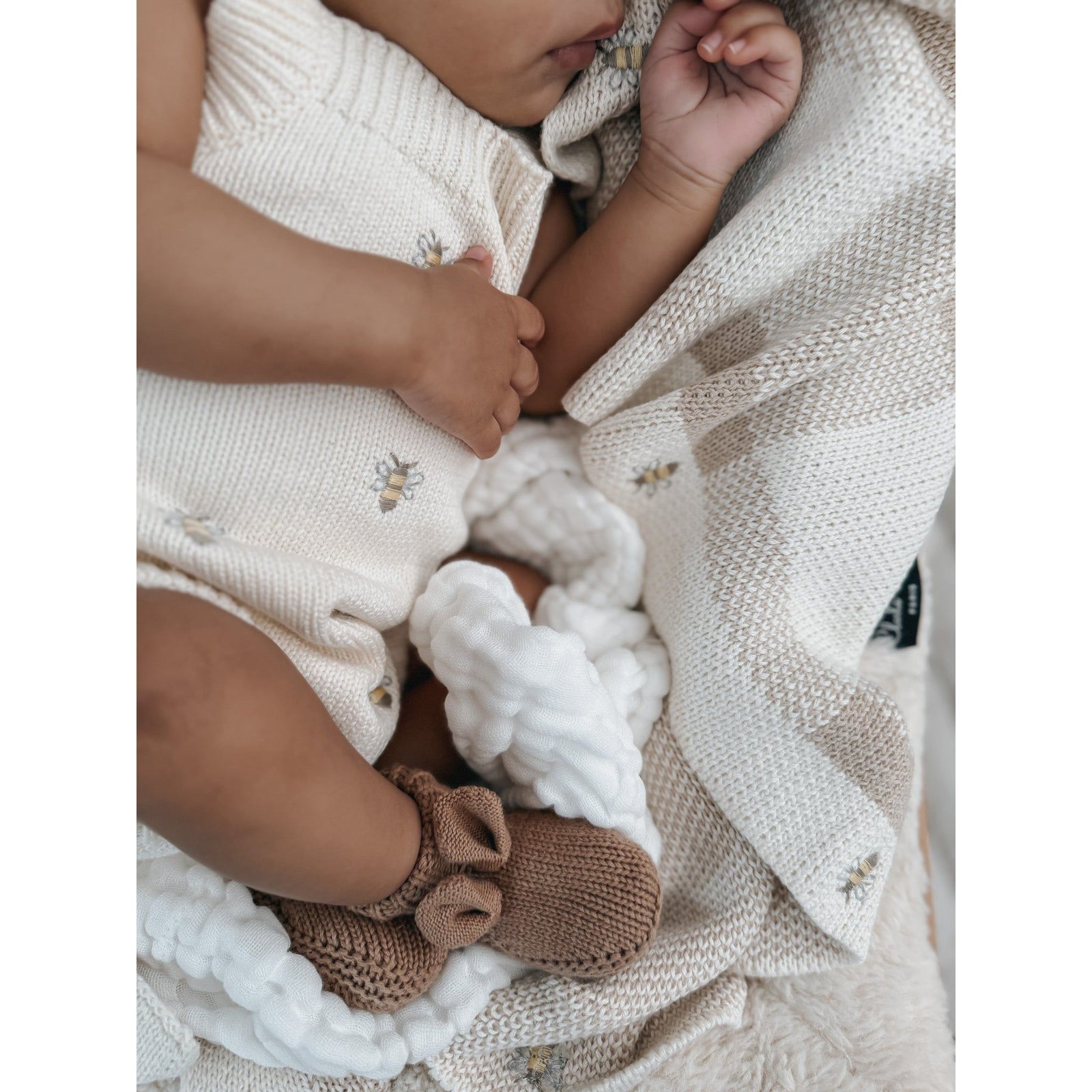 Busy Bee Gingham Baby Blanket