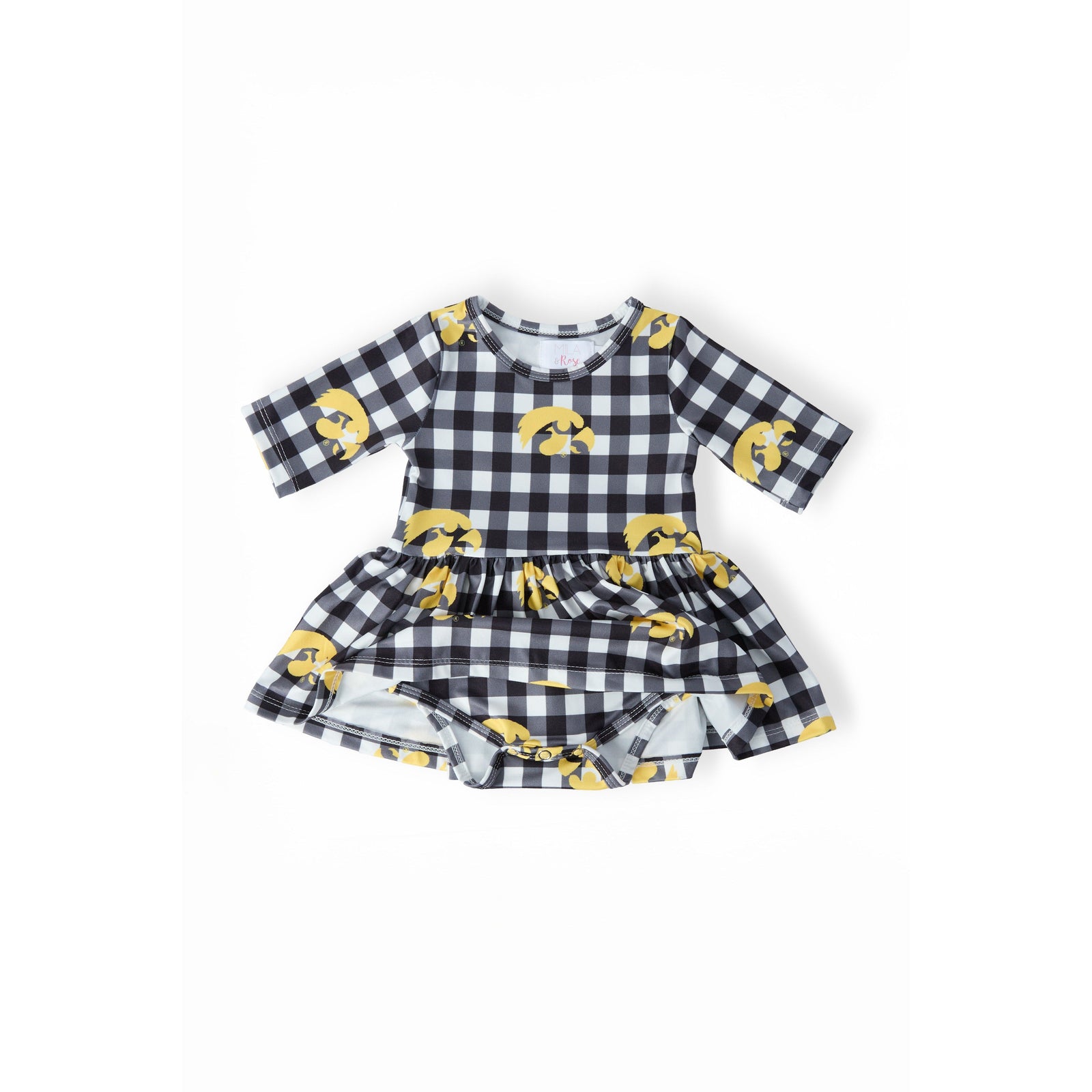 Iowa Plaid Tigerhawk 3/4 Sleeve Twirl Bodysuit