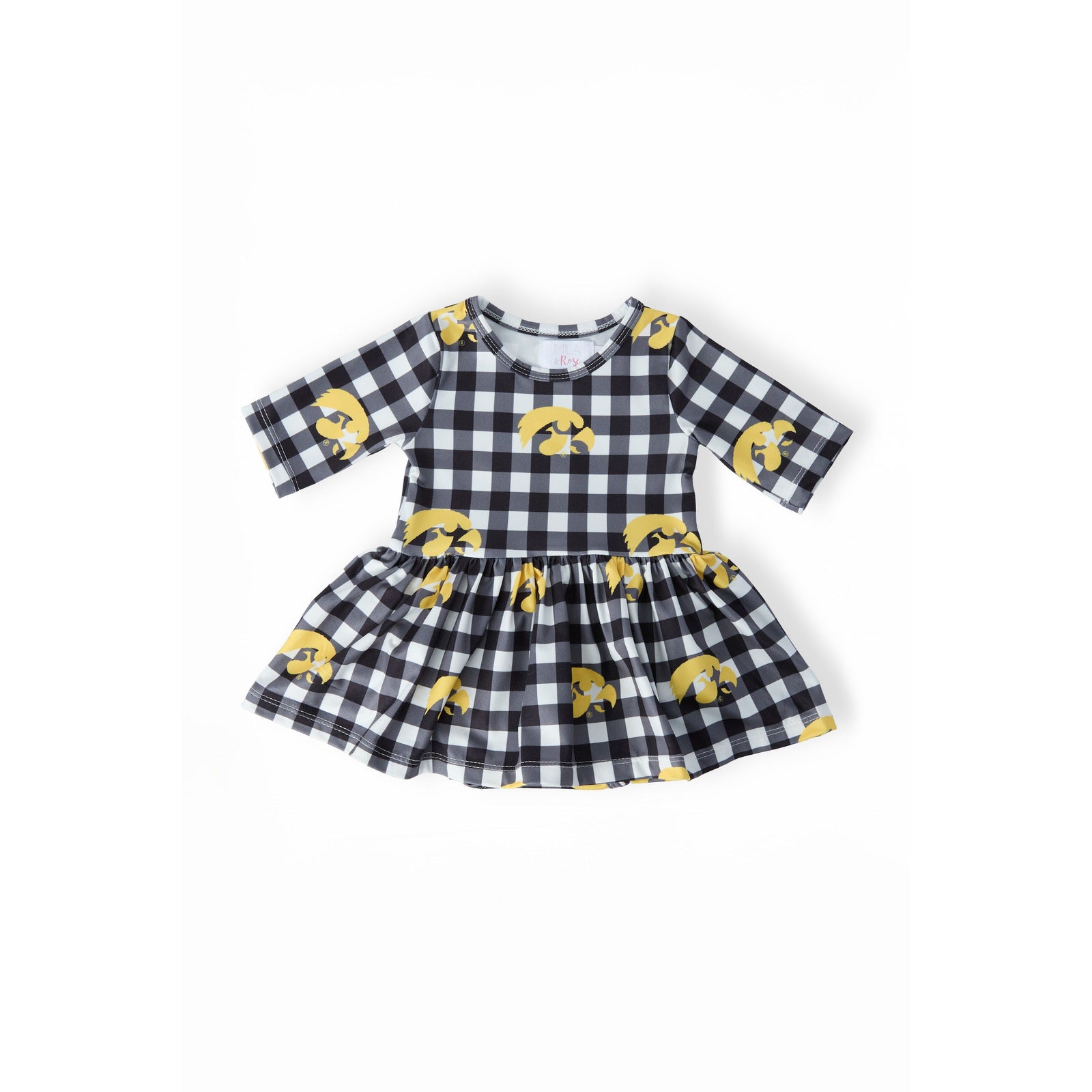 Iowa Plaid Tigerhawk 3/4 Sleeve Twirl Bodysuit