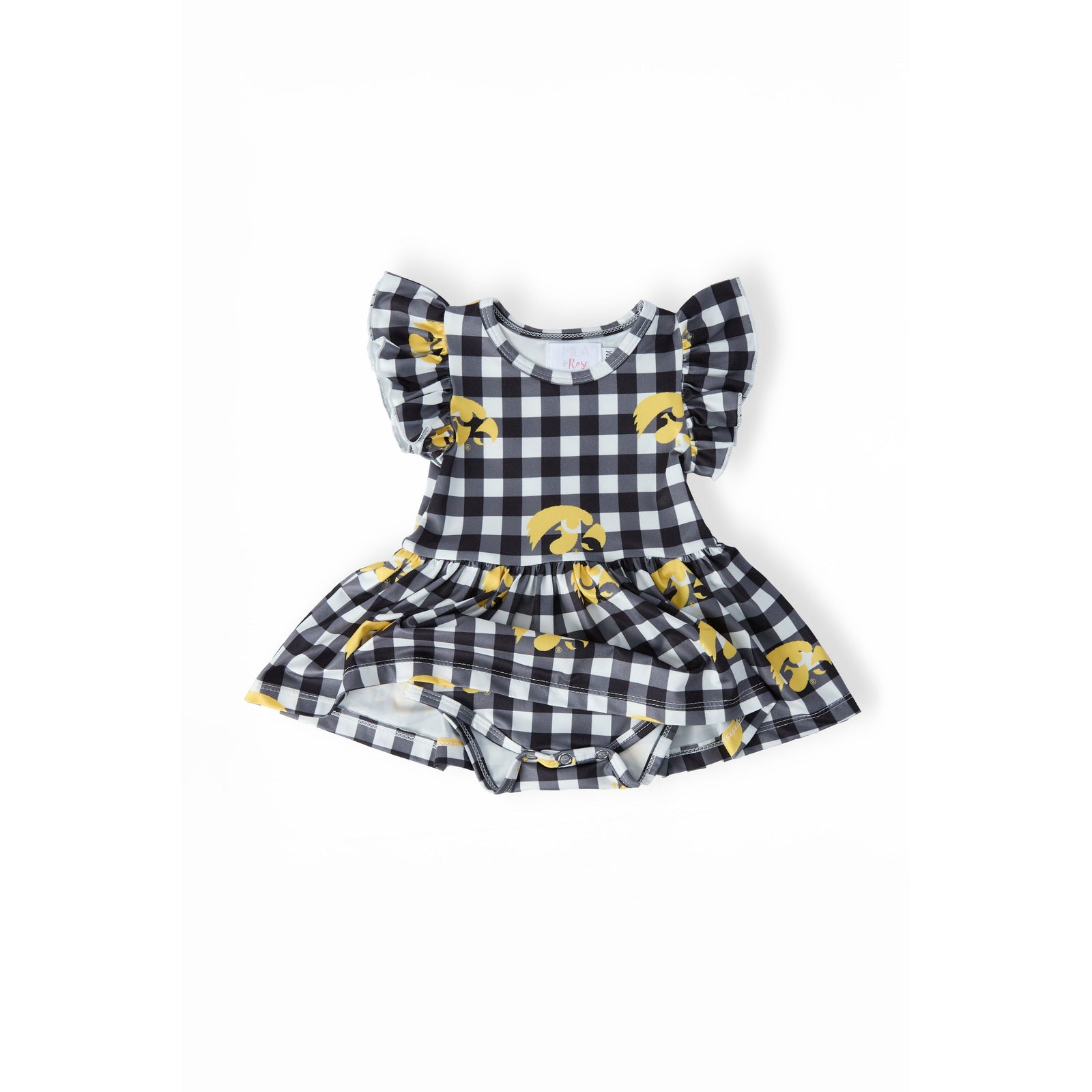Iowa Plaid Tigerhawk Flutter Twirl Bodysuit