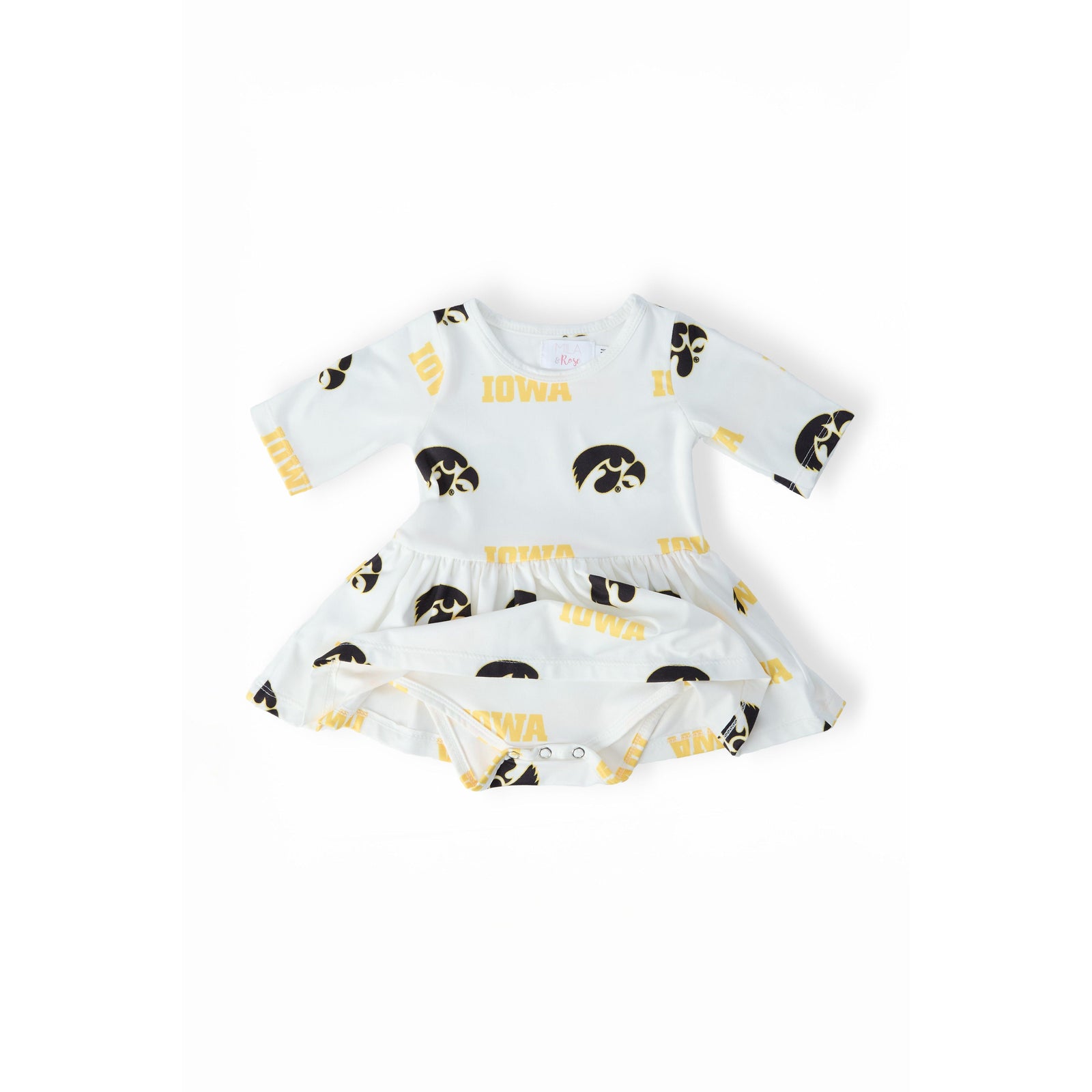 Iowa White Tigerhawk 3/4 Sleeve Twirl Bodysuit