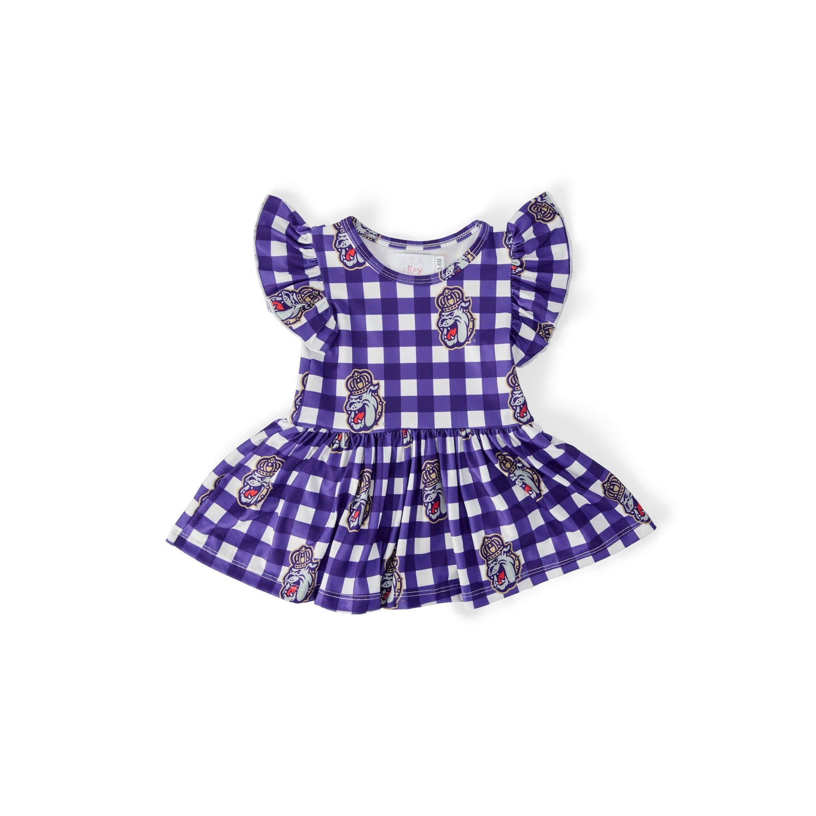JMU Plaid Duke Dog Flutter Twirl Bodysuit