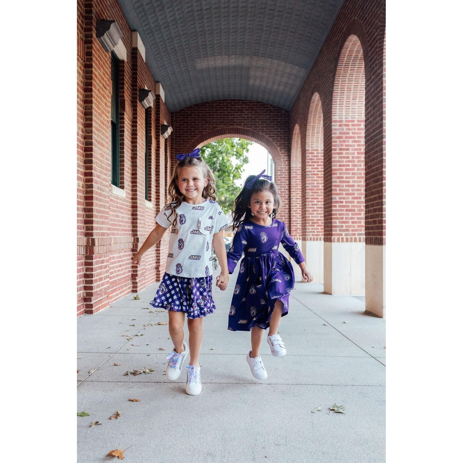 JMU Purple Duke Dog 3/4 Sleeve Pocket Twirl Dress