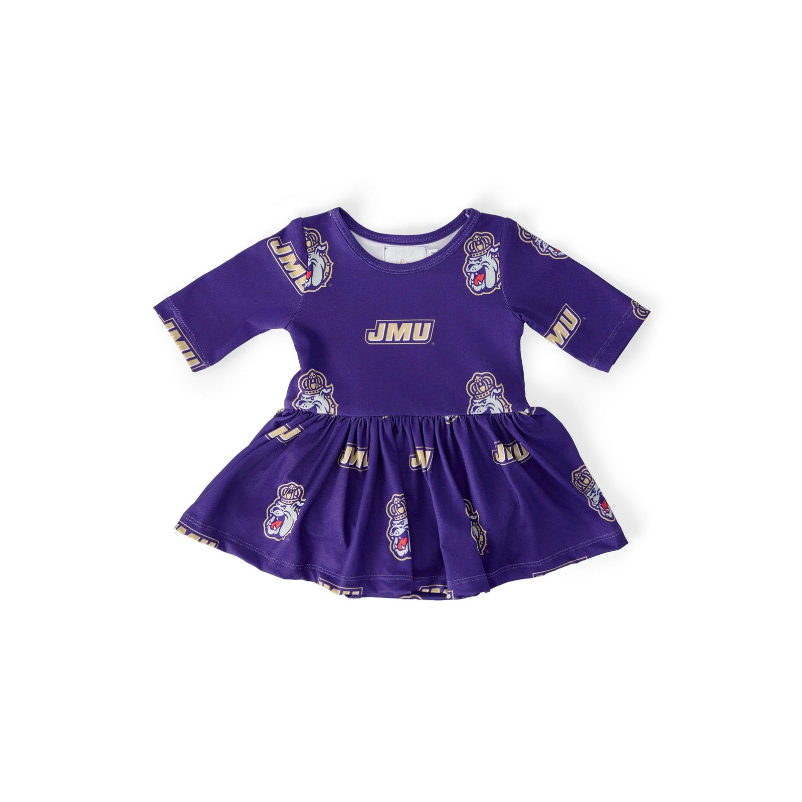 JMU Purple Duke Dog 3/4 Sleeve Twirl Bodysuit