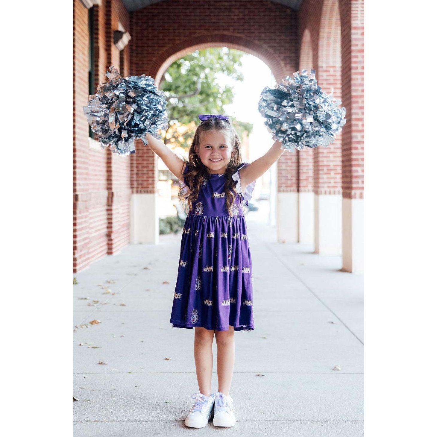 JMU Purple Duke Dog Flutter Twirl Dress