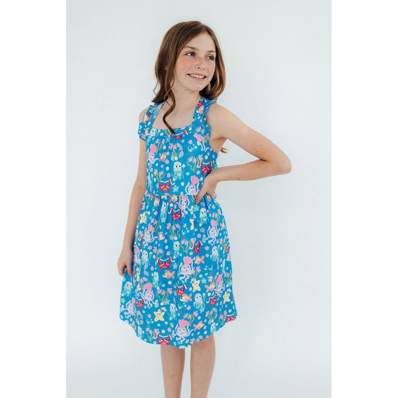 Jellyfish Jamboree Ruffle Cross Back Dress