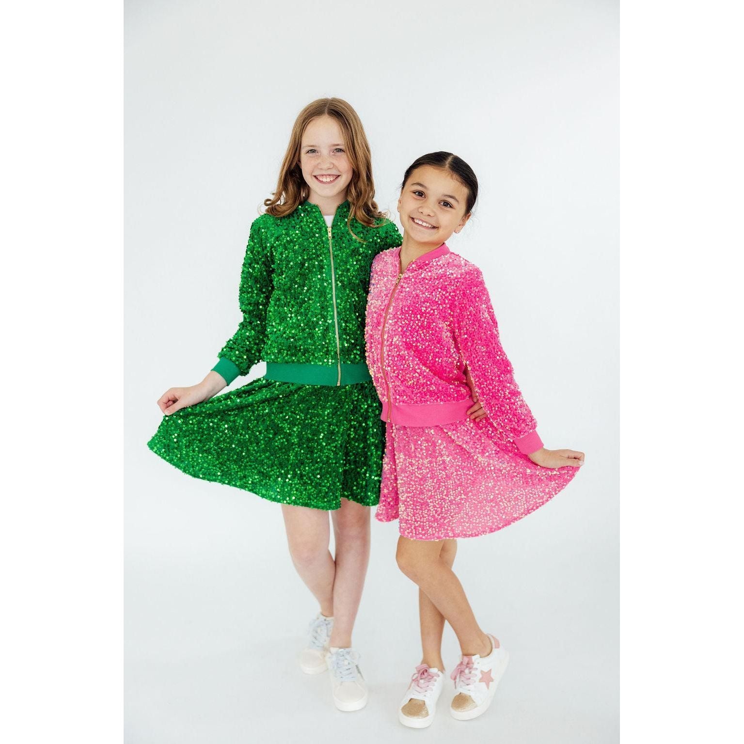 Kelly Green Velvet Sequin Twirl Skort