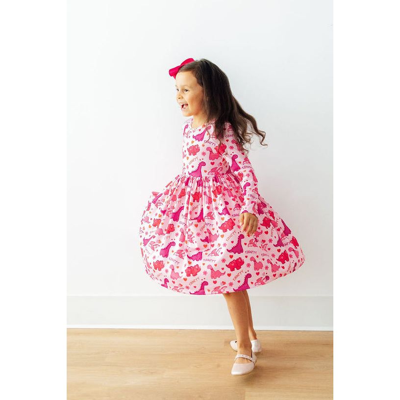 Dino Kisses L/S Pocket Twirl Dress