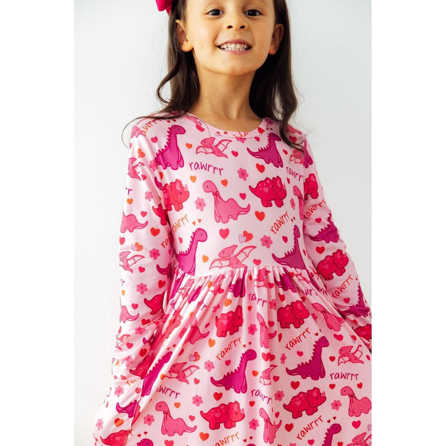 Dino Kisses L/S Pocket Twirl Dress