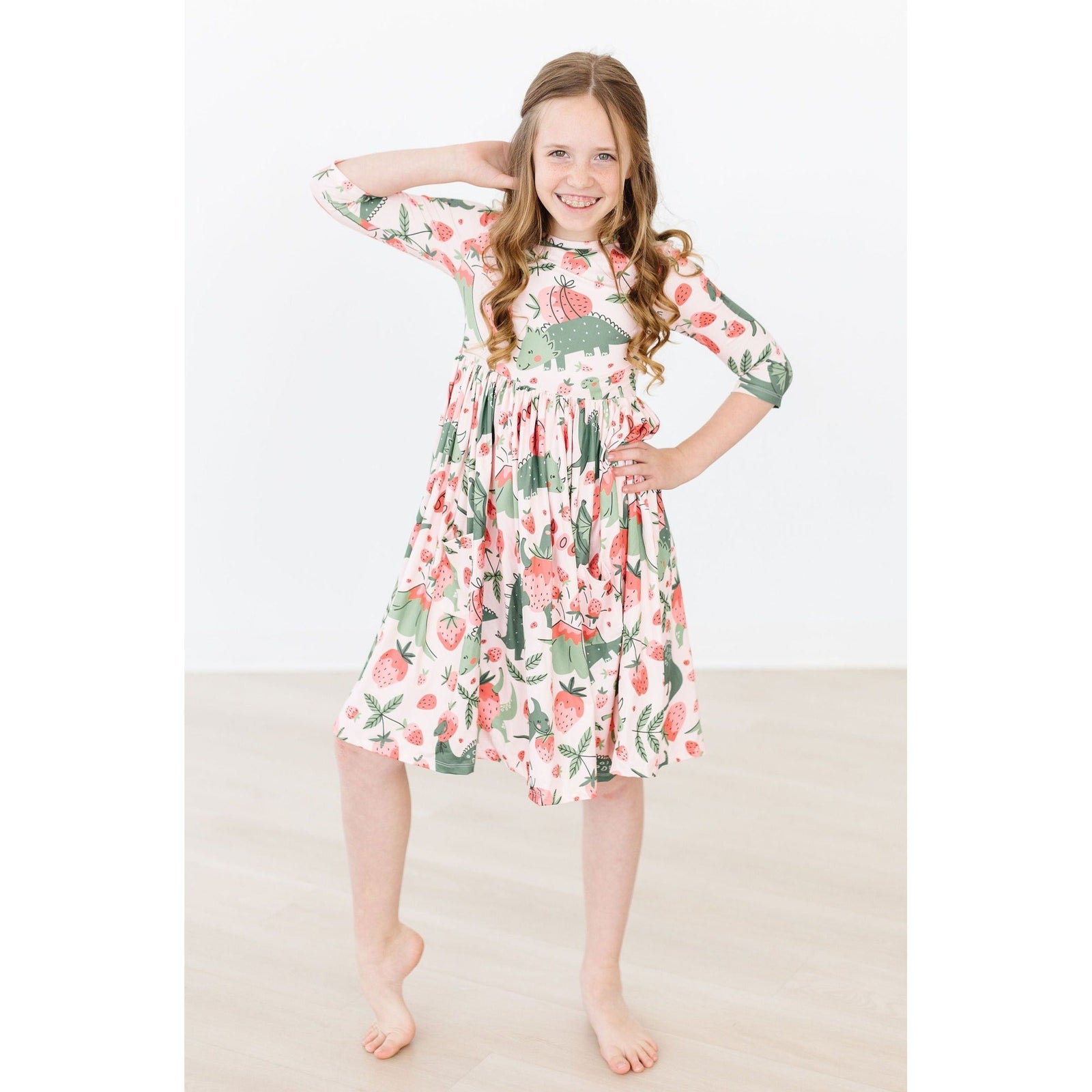 Hear Me Roar 3/4 Sleeve Pocket Twirl Dress
