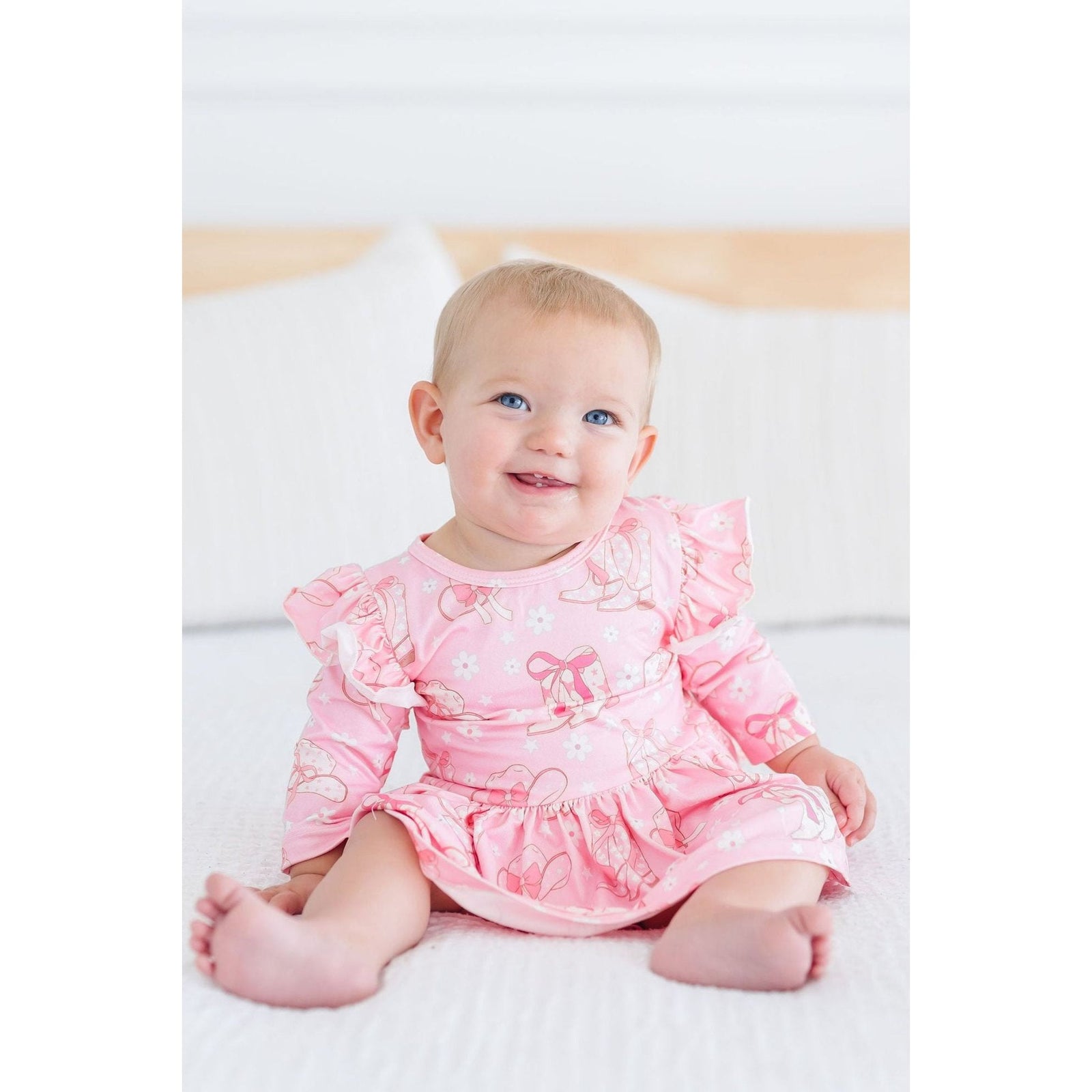 Howdy 3/4 Sleeve Flutter Twirl Bodysuit