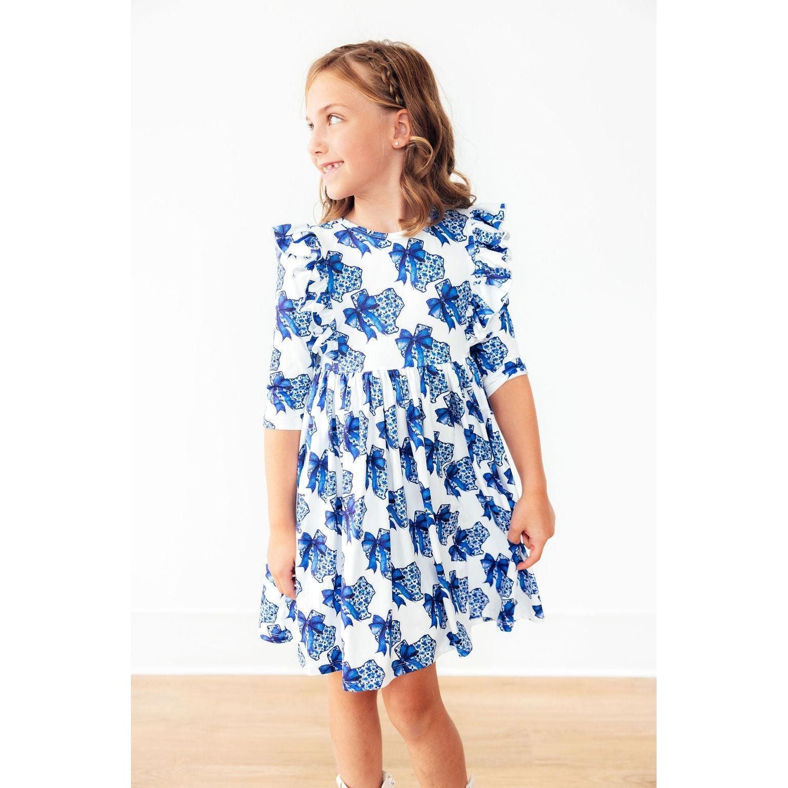 Lone Star 3/4 Sleeve Ruffle Twirl Dress