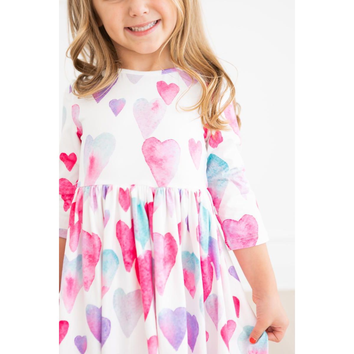 Light Hearted 3/4 Sleeve Pocket Twirl Dress