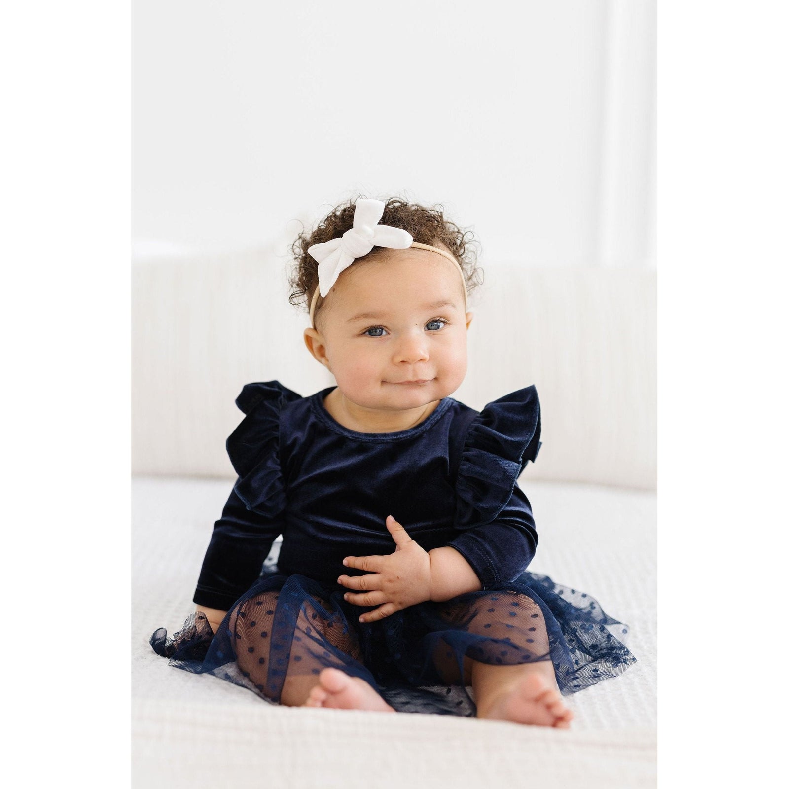 Light Navy Velvet Tutu Bodysuit