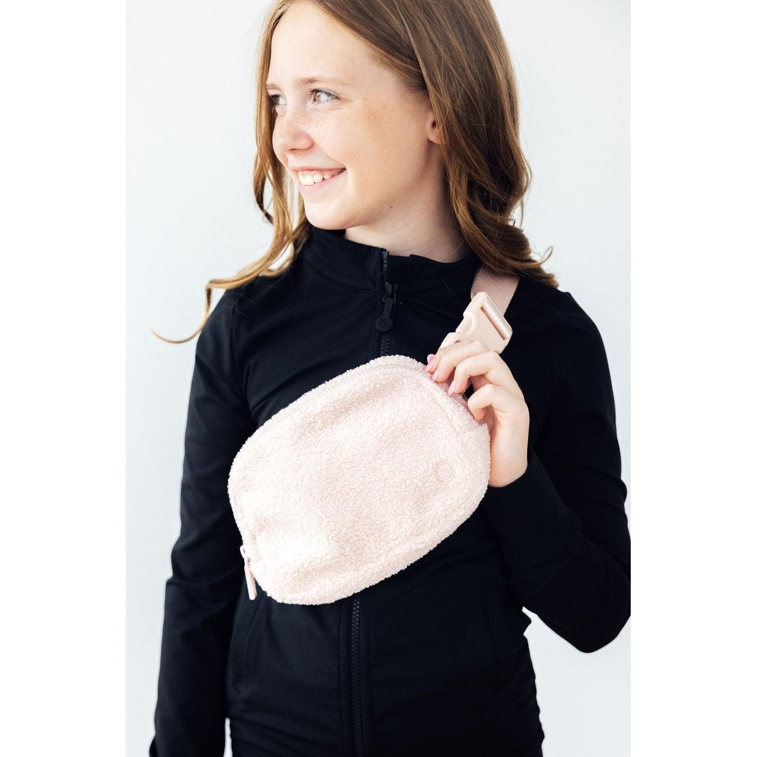 Light Pink Fleece Belt Bag