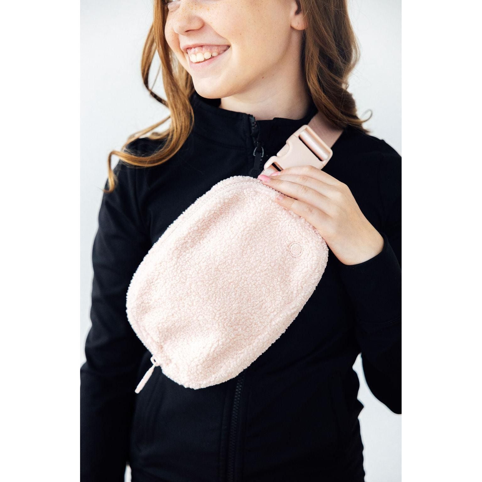 Light Pink Fleece Belt Bag