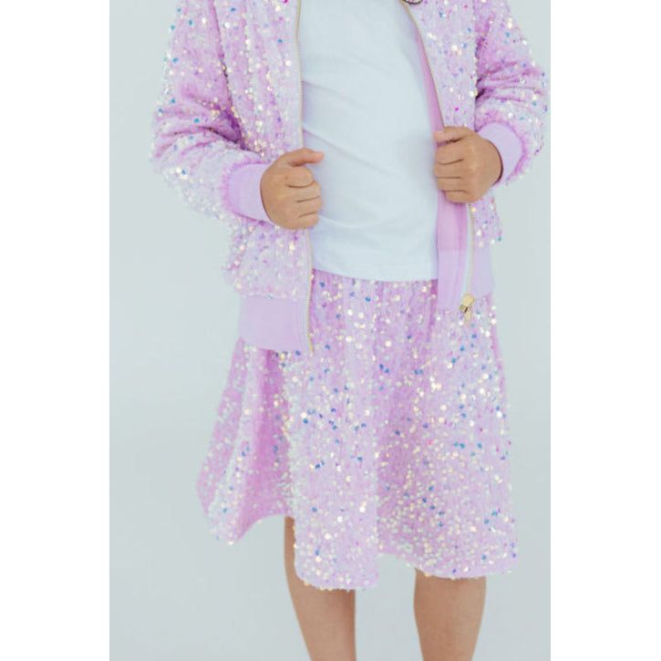 Lilac Velvet Sequin Twirl Skort