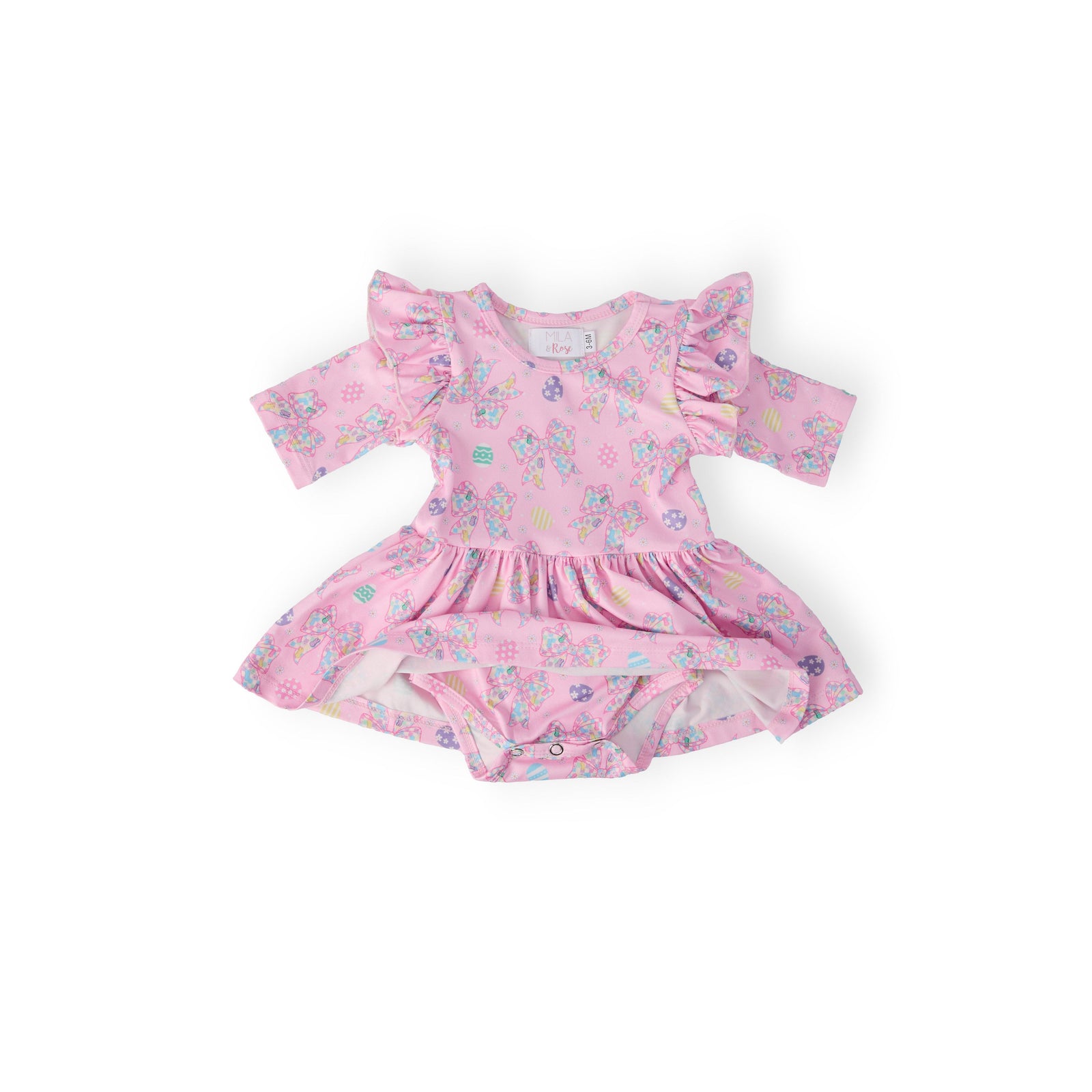 Little Bow Peeps 3/4 Sleeve Twirl Flutter Bodysuit
