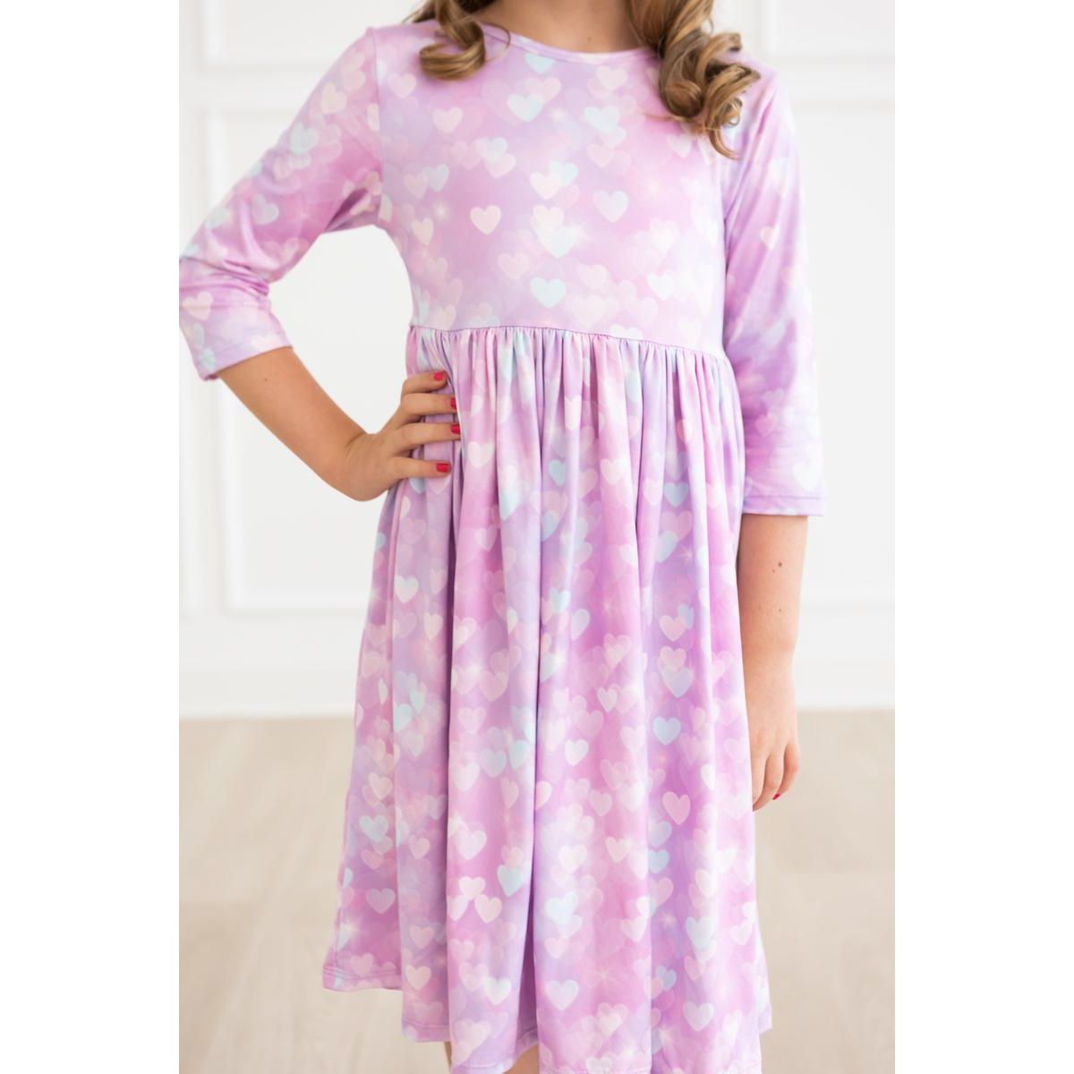 Love Story 3/4 Sleeve Pocket Twirl Dress