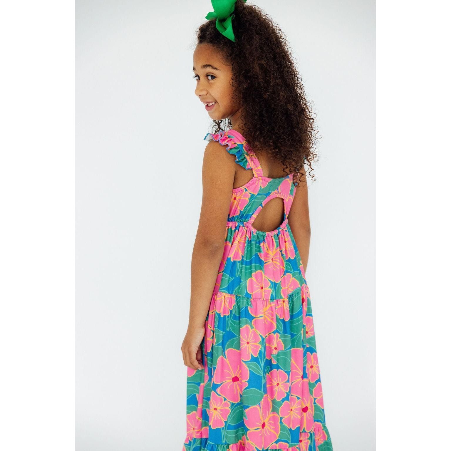 Luau Floral Ruffle Maxi Dress