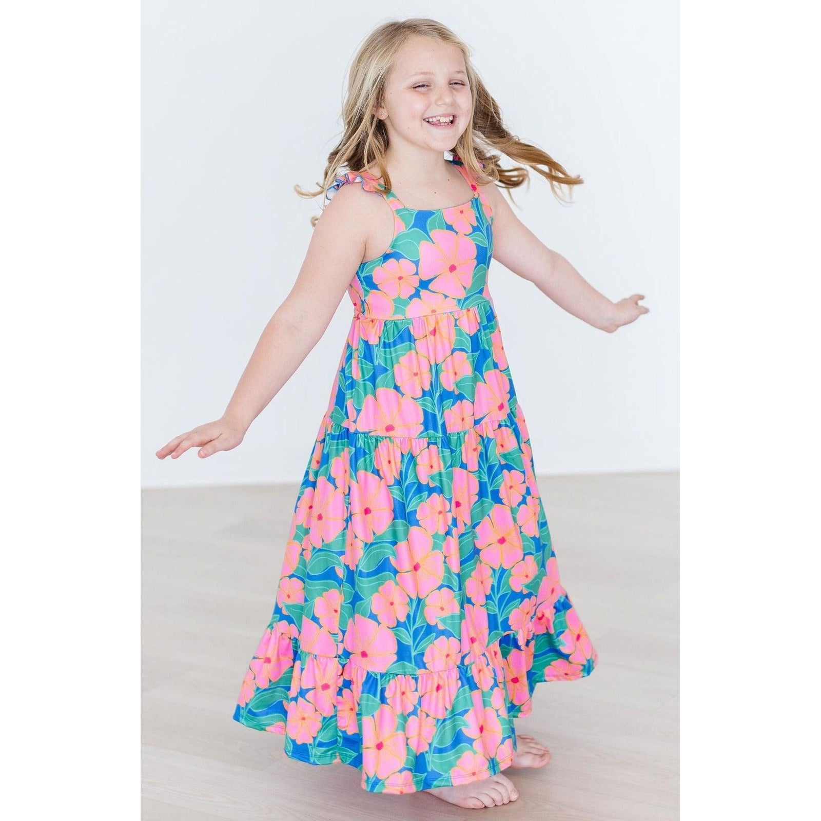 Luau Floral Ruffle Maxi Dress