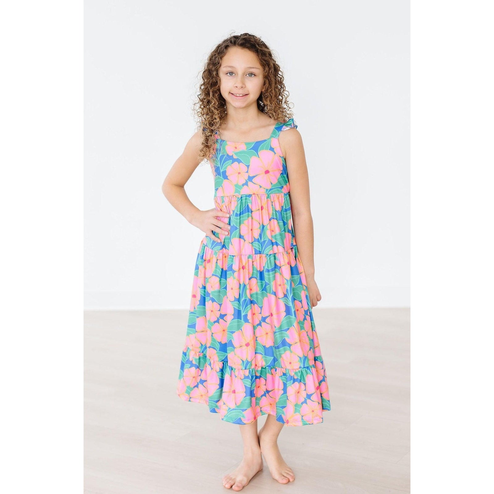 Luau Floral Ruffle Maxi Dress