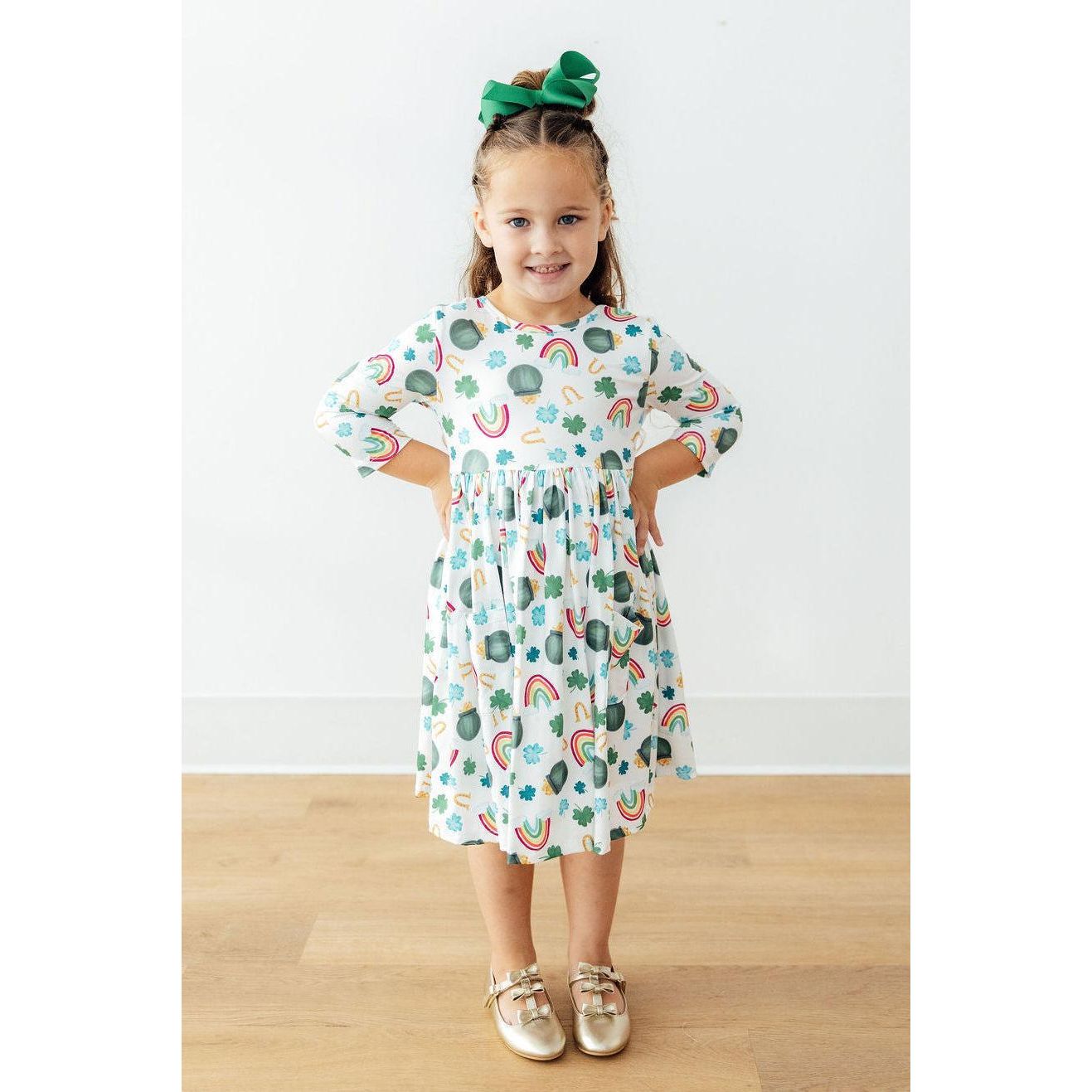 Luck of the Irish 3/4 Sleeve Pocket Twirl Dress
