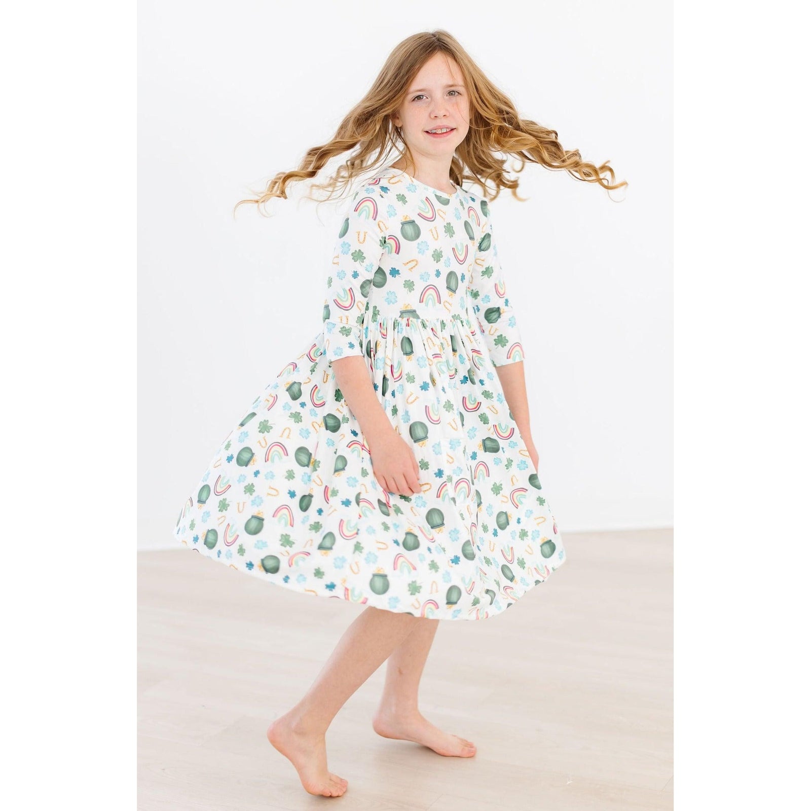 Luck of the Irish 3/4 Sleeve Pocket Twirl Dress