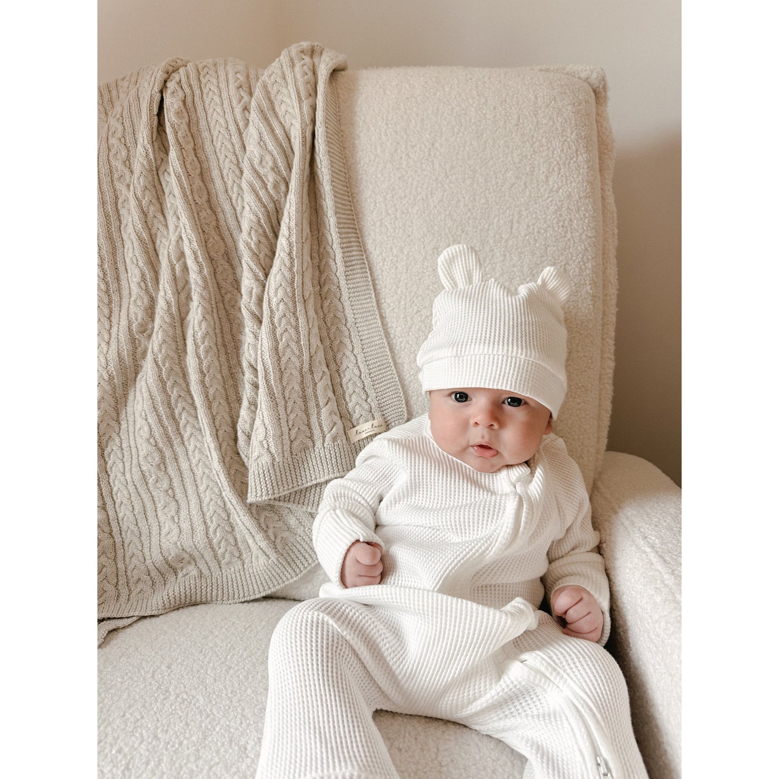 Luna + Luca Bear Waffle Set - White