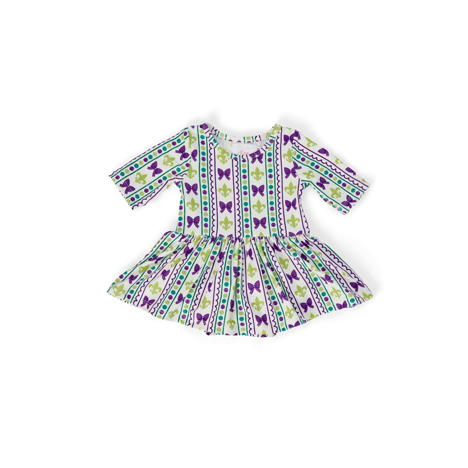 Mardi Gras 3/4 Sleeve Twirl Bodysuit