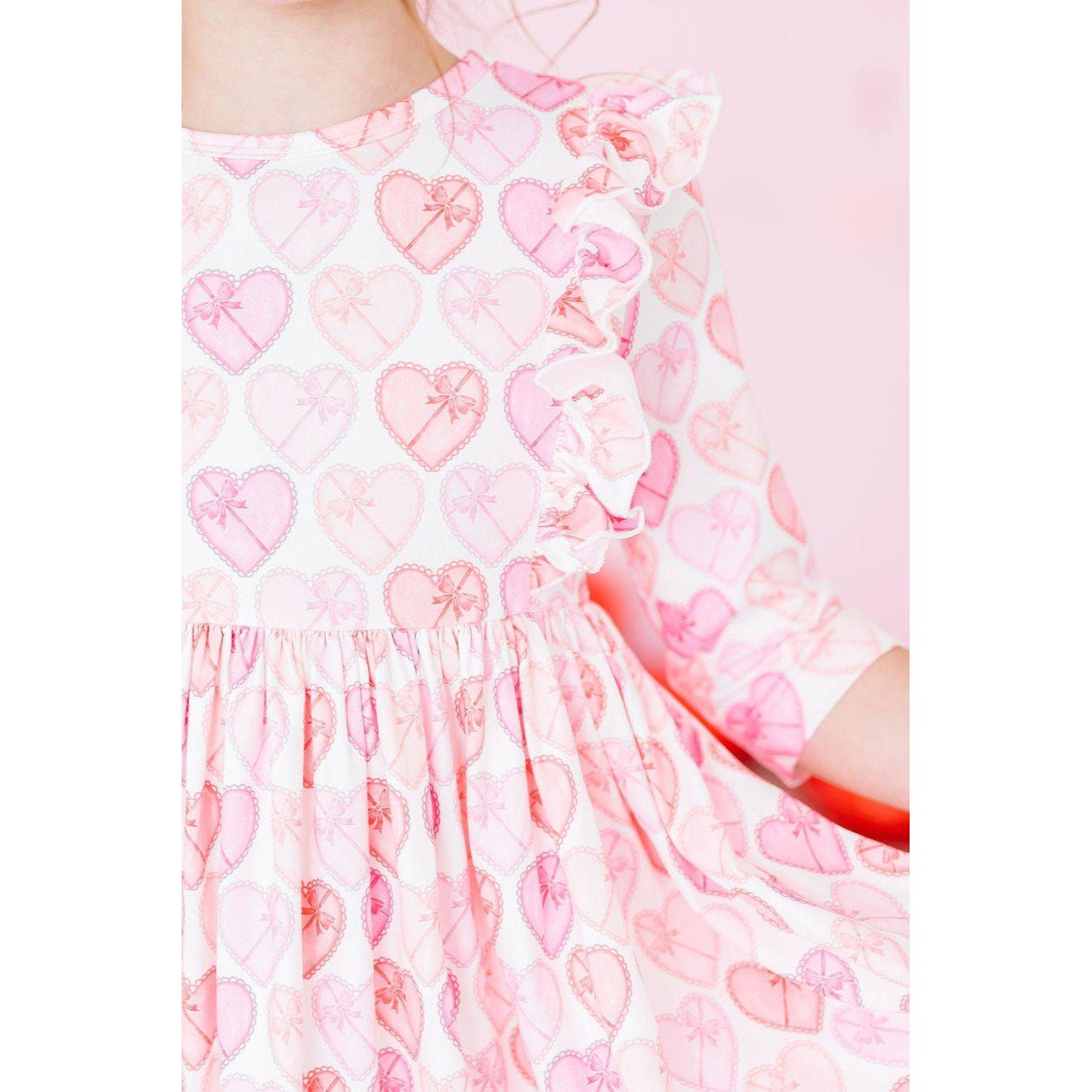 Melt My Heart 3/4 Sleeve Ruffle Twirl Dress