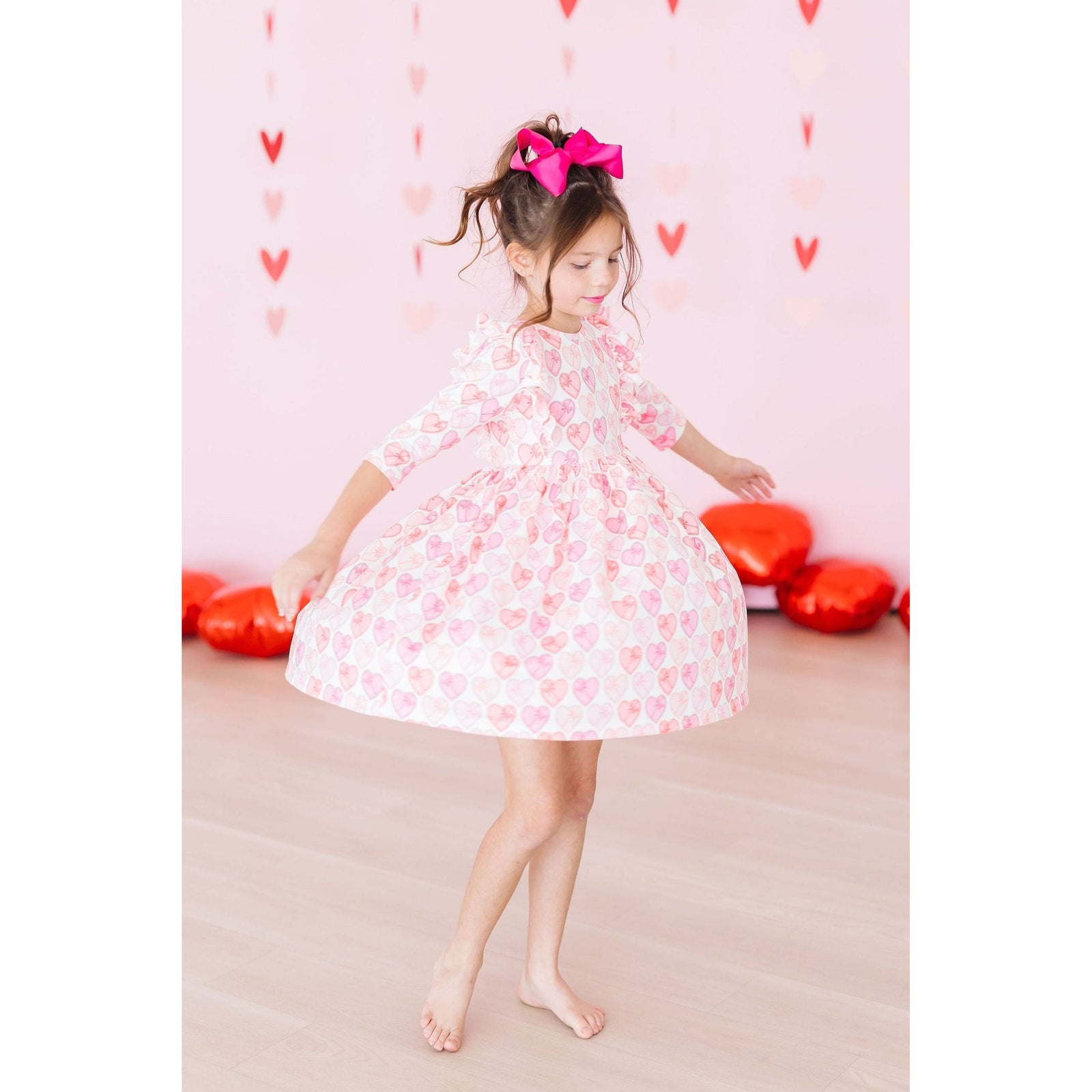 Melt My Heart 3/4 Sleeve Ruffle Twirl Dress
