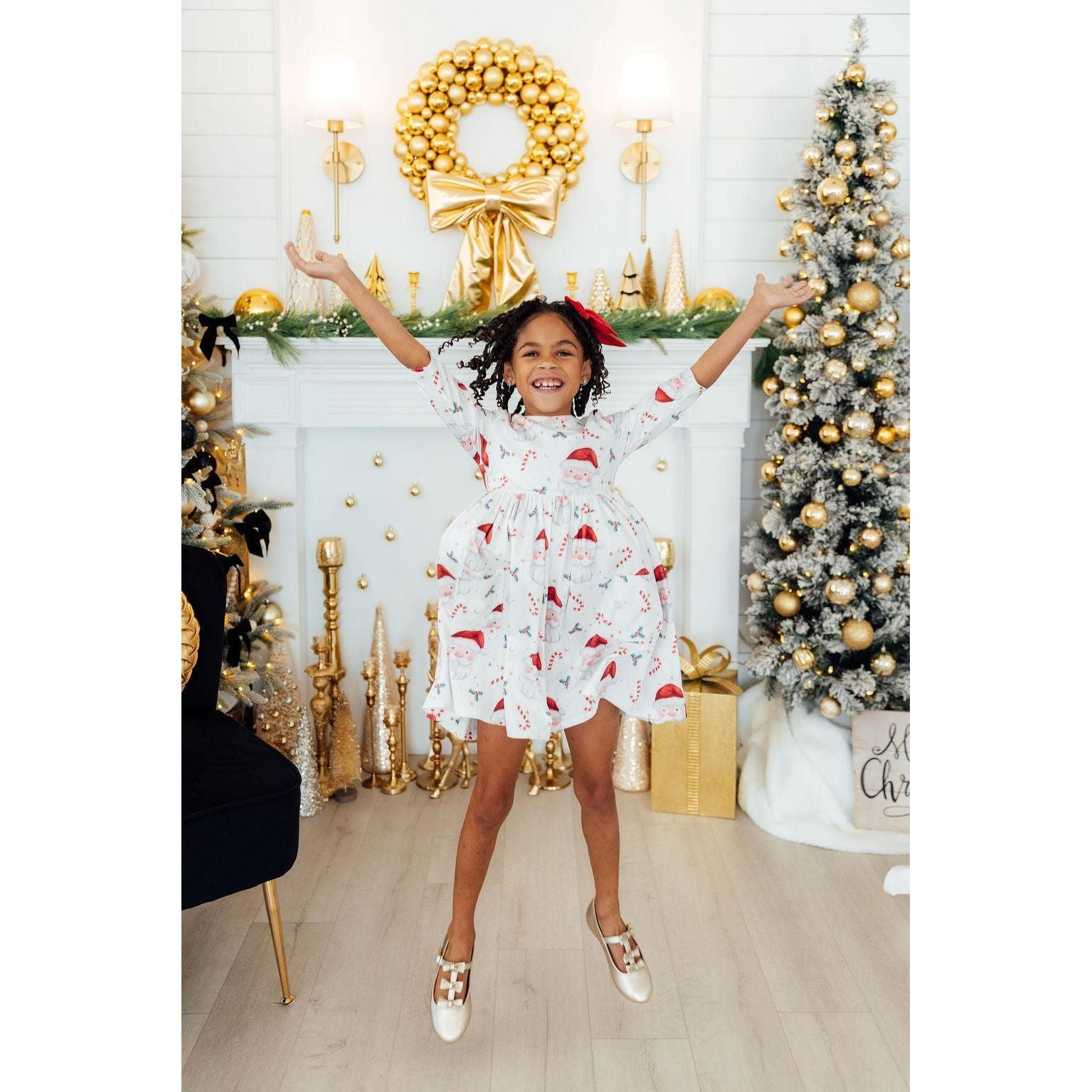 Mistletoe Magic 3/4 Sleeve Pocket Twirl Dress