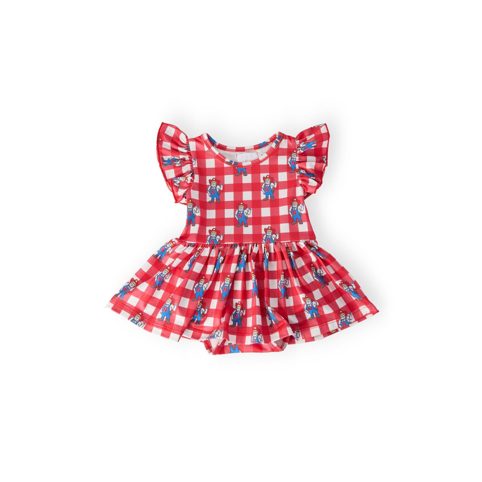 Nebraska Plaid Herbie Husker Flutter Twirl Bodysuit