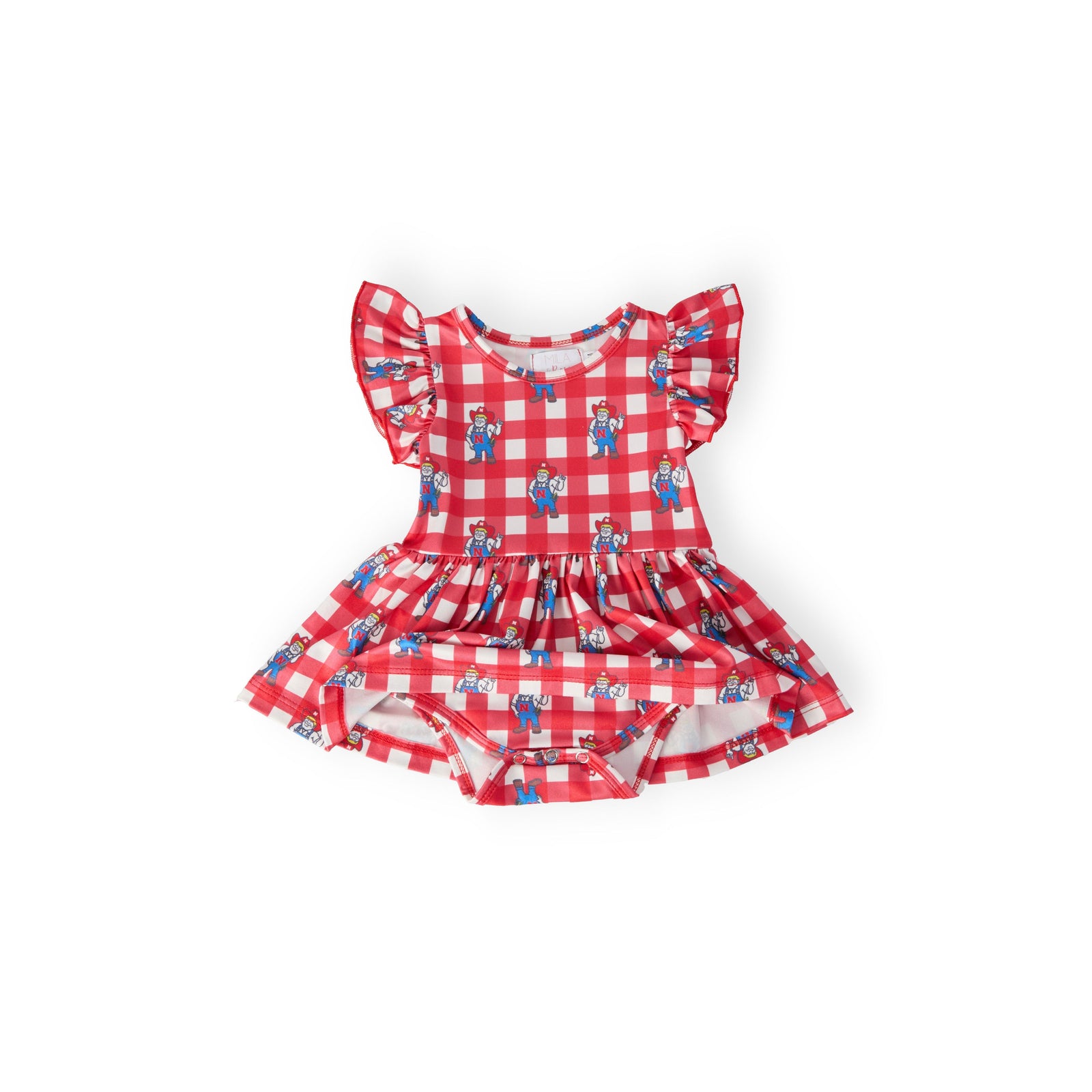 Nebraska Plaid Herbie Husker Flutter Twirl Bodysuit