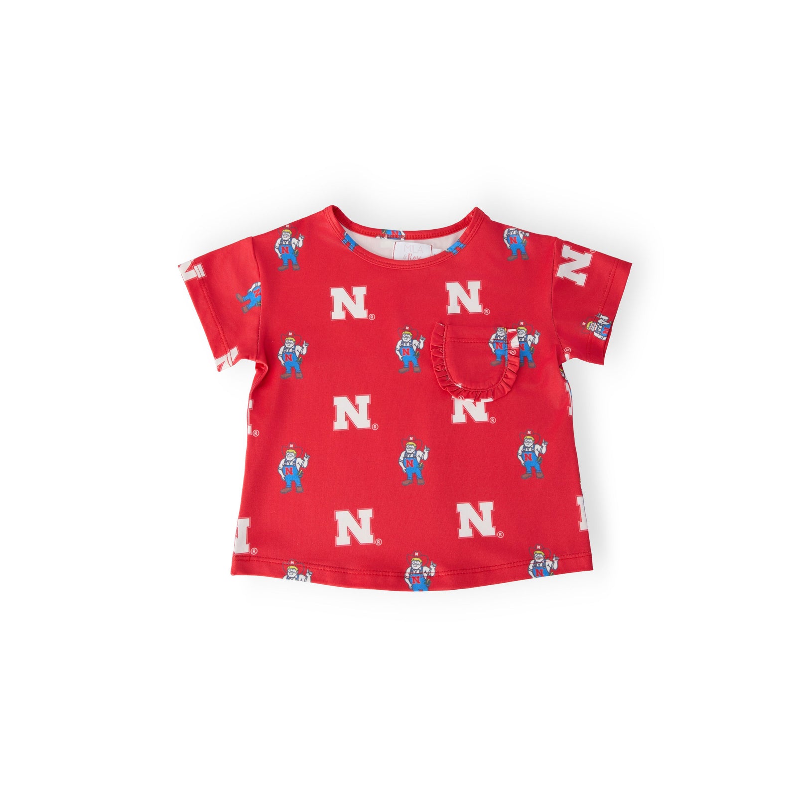 Nebraska Red Herbie Husker Ruffle Pocket Tee
