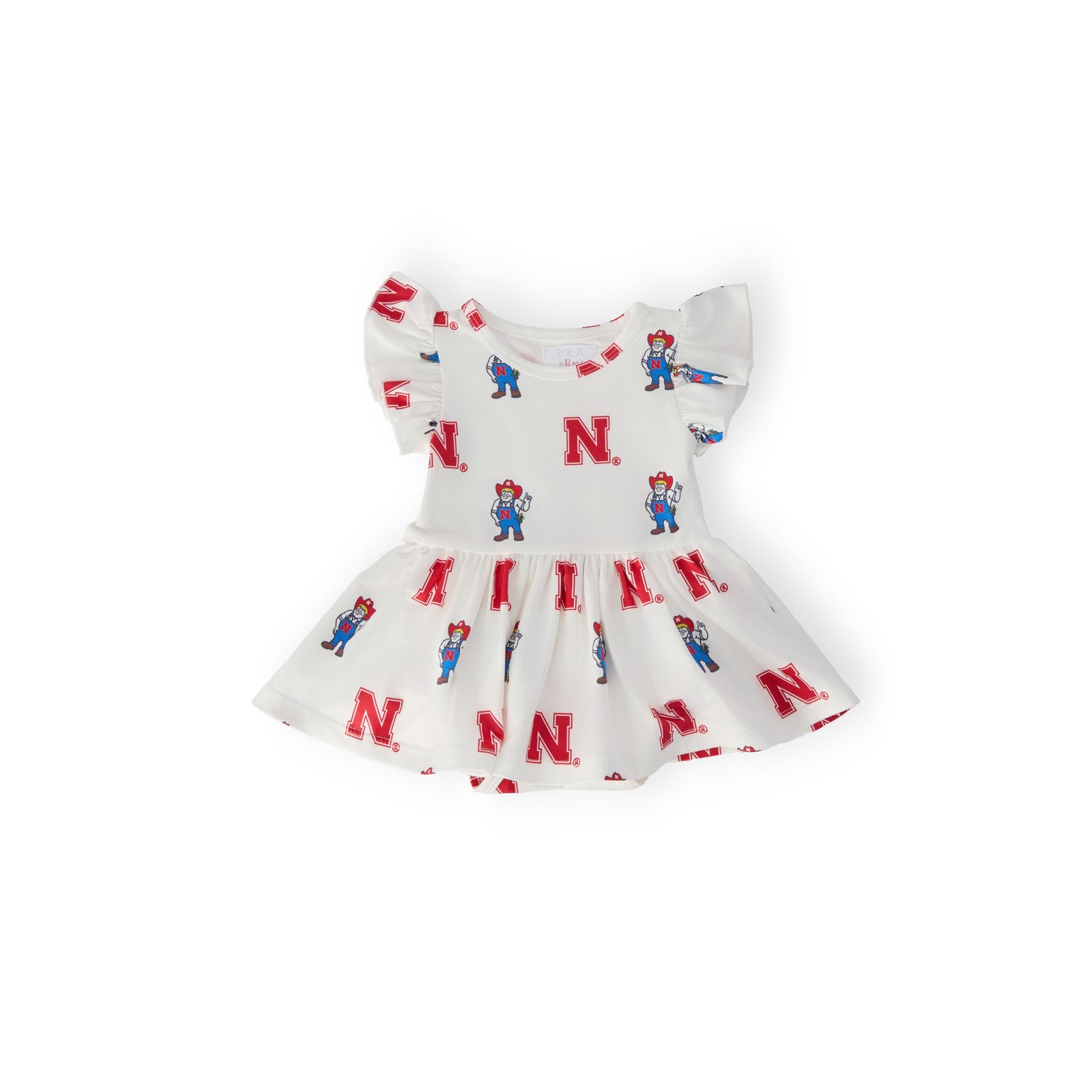 Nebraska White Herbie Husker Flutter Twirl Bodysuit