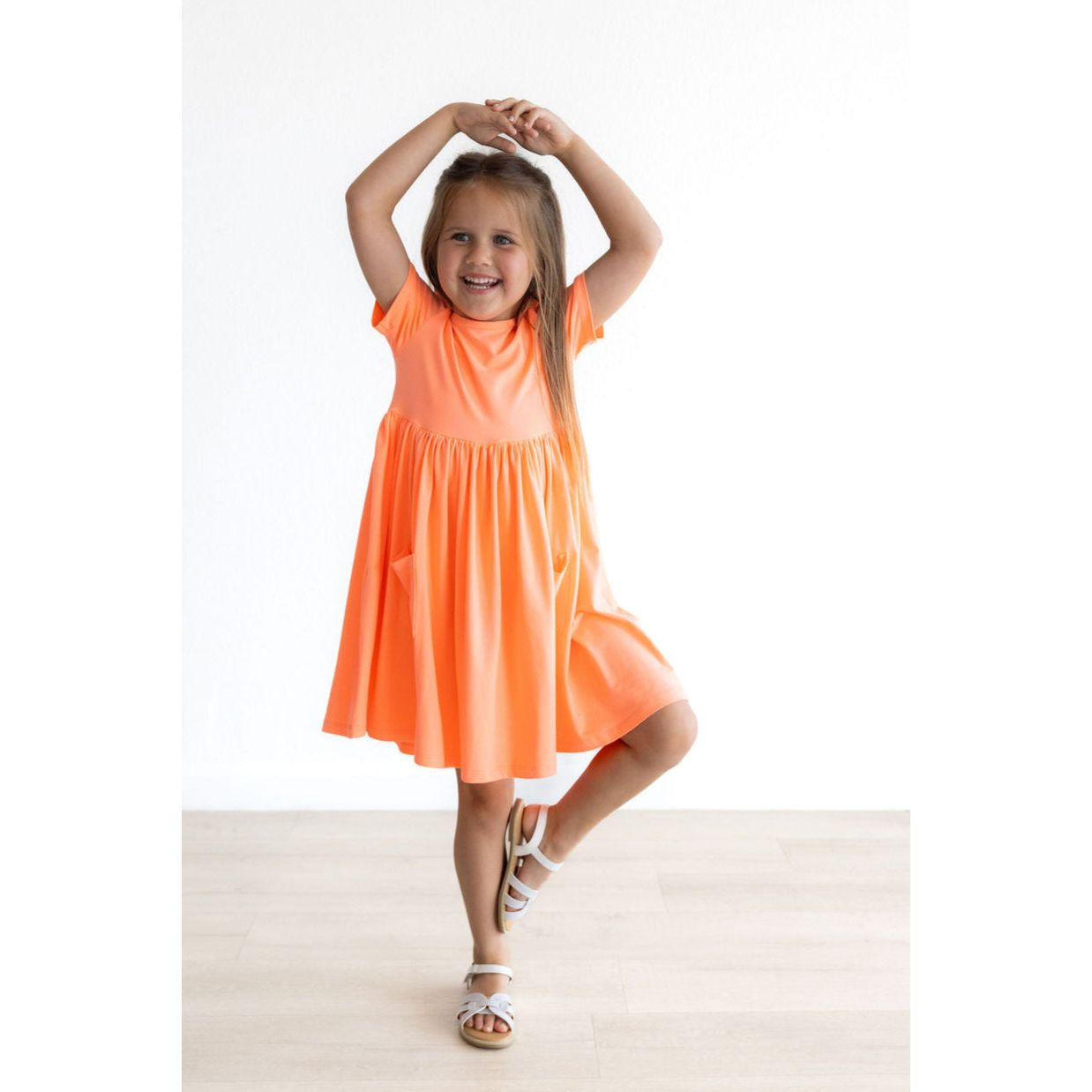 Neon Coral S/S Pocket Twirl Dress