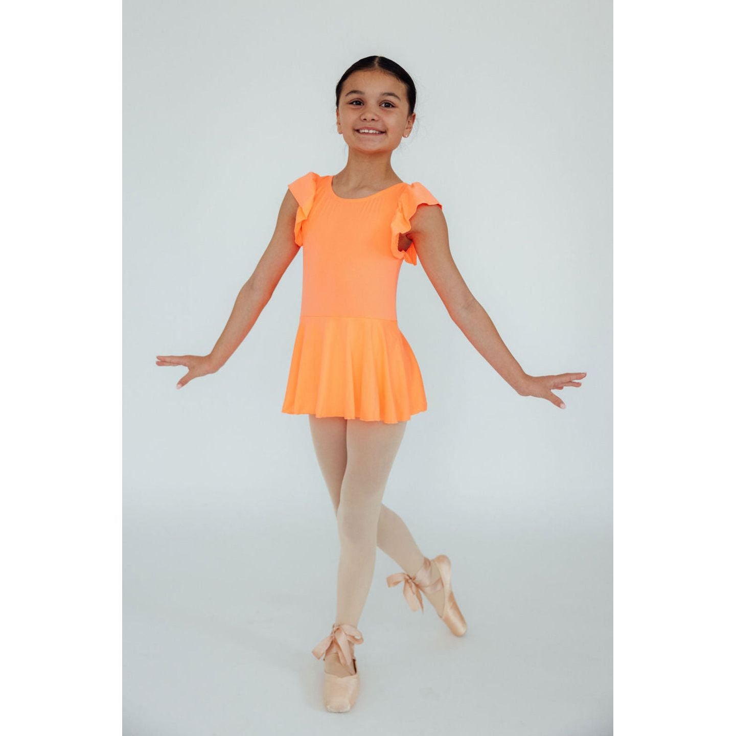 Neon Coral S/S Twirl Leotard