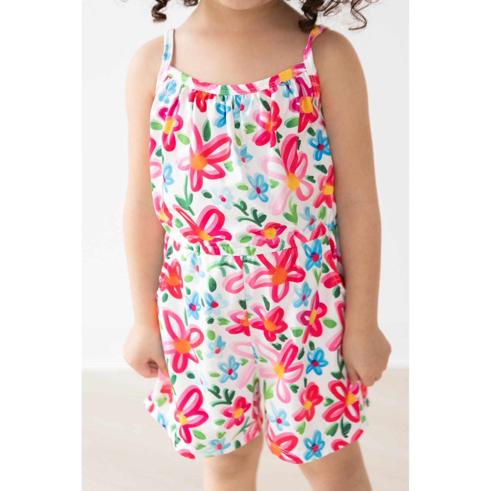 Neon Floral Strappy Play Romper