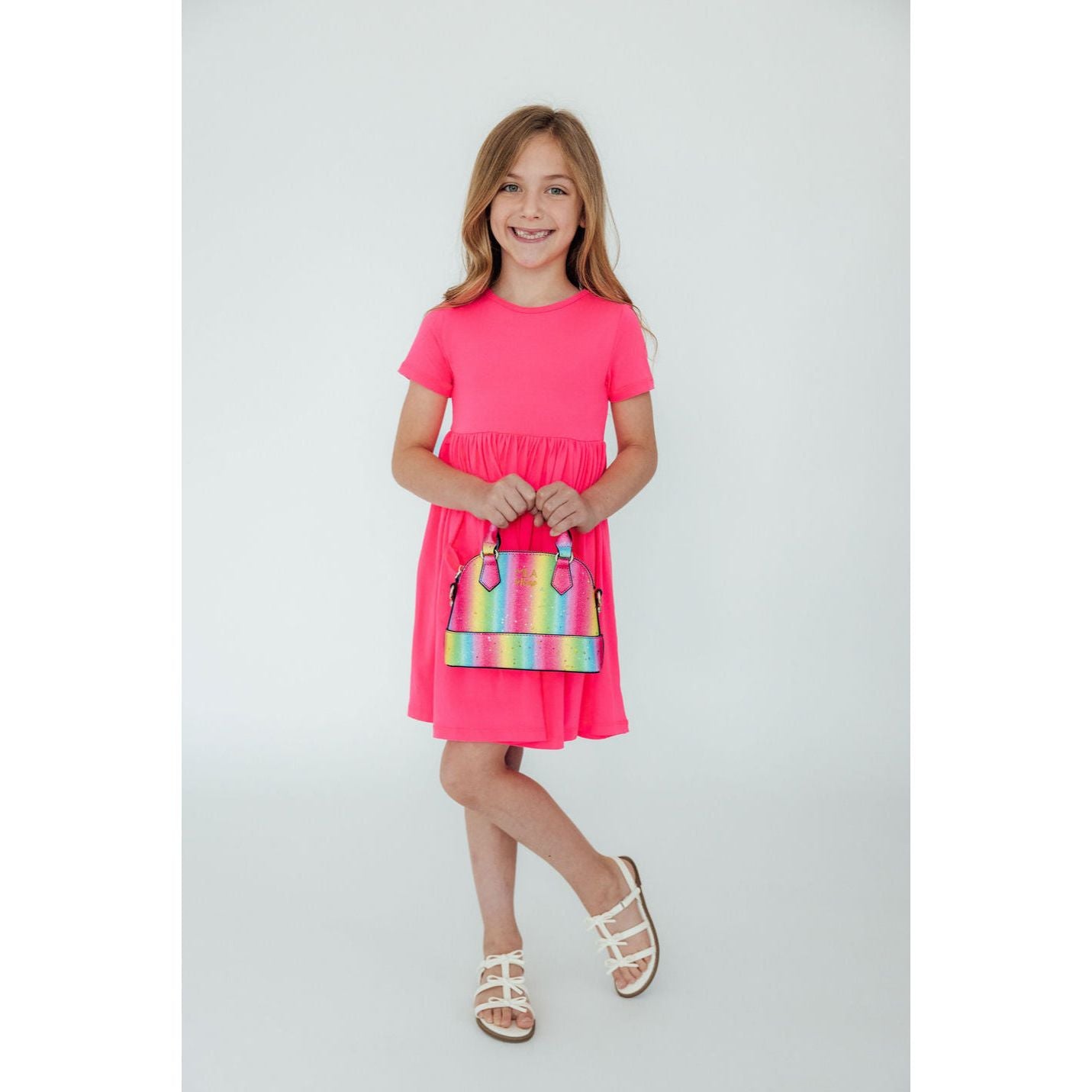 Neon Pink S/S Pocket Twirl Dress