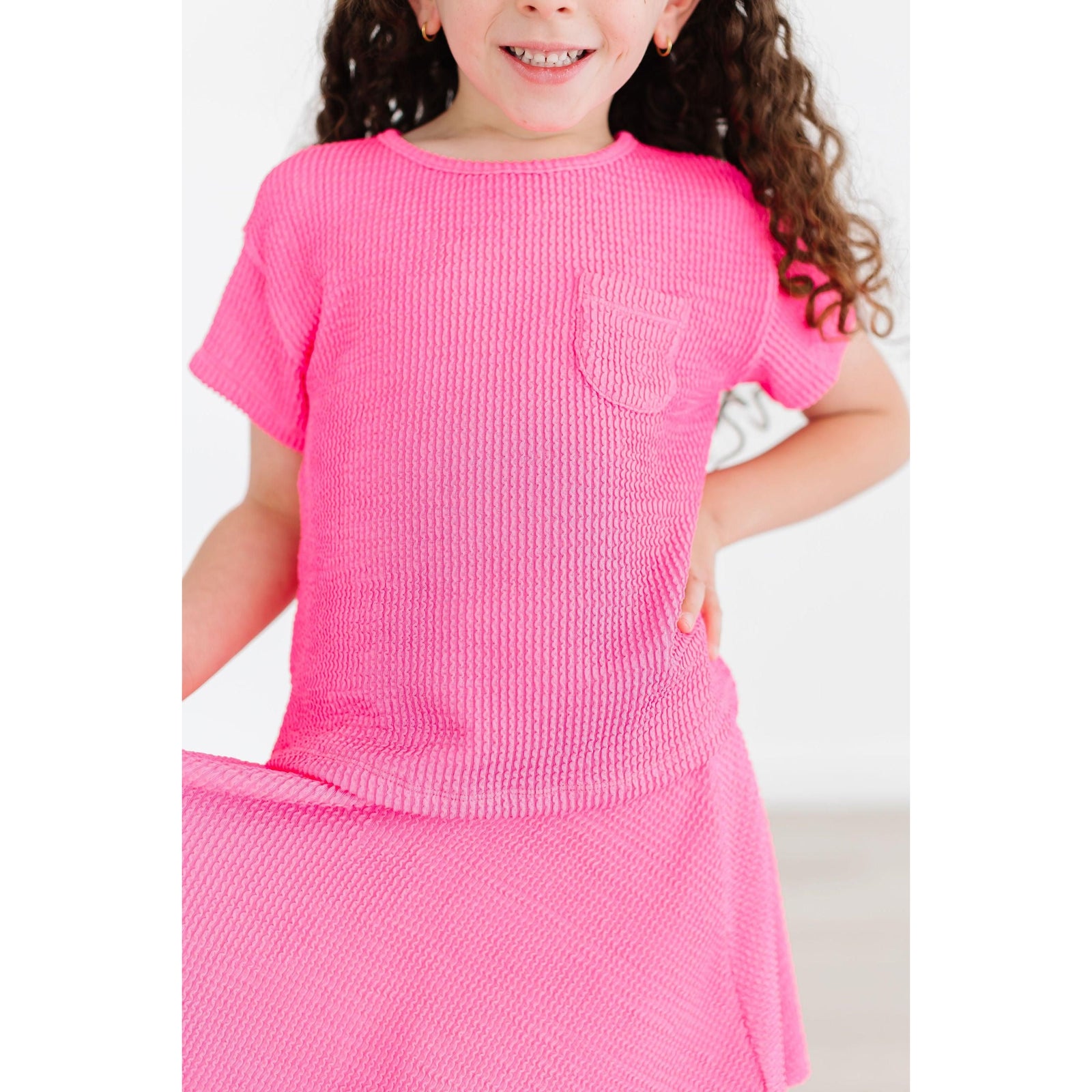 Neon Pink Scrunchy Pocket Tee