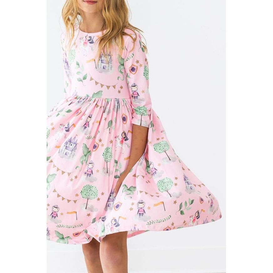 Once Upon a Time 3/4 Sleeve Pocket Twirl Dress