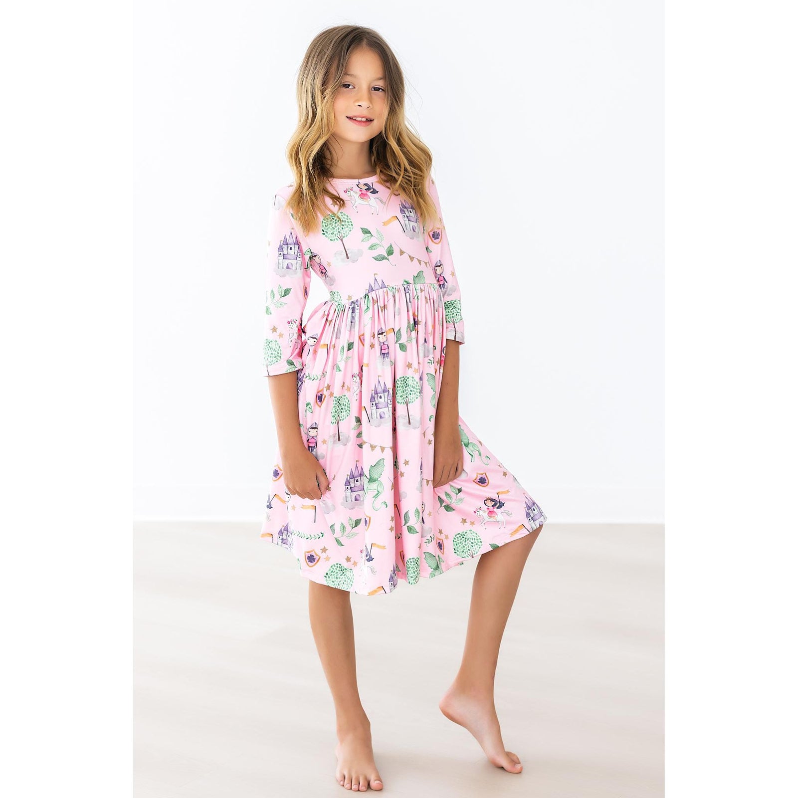 Once Upon a Time 3/4 Sleeve Pocket Twirl Dress