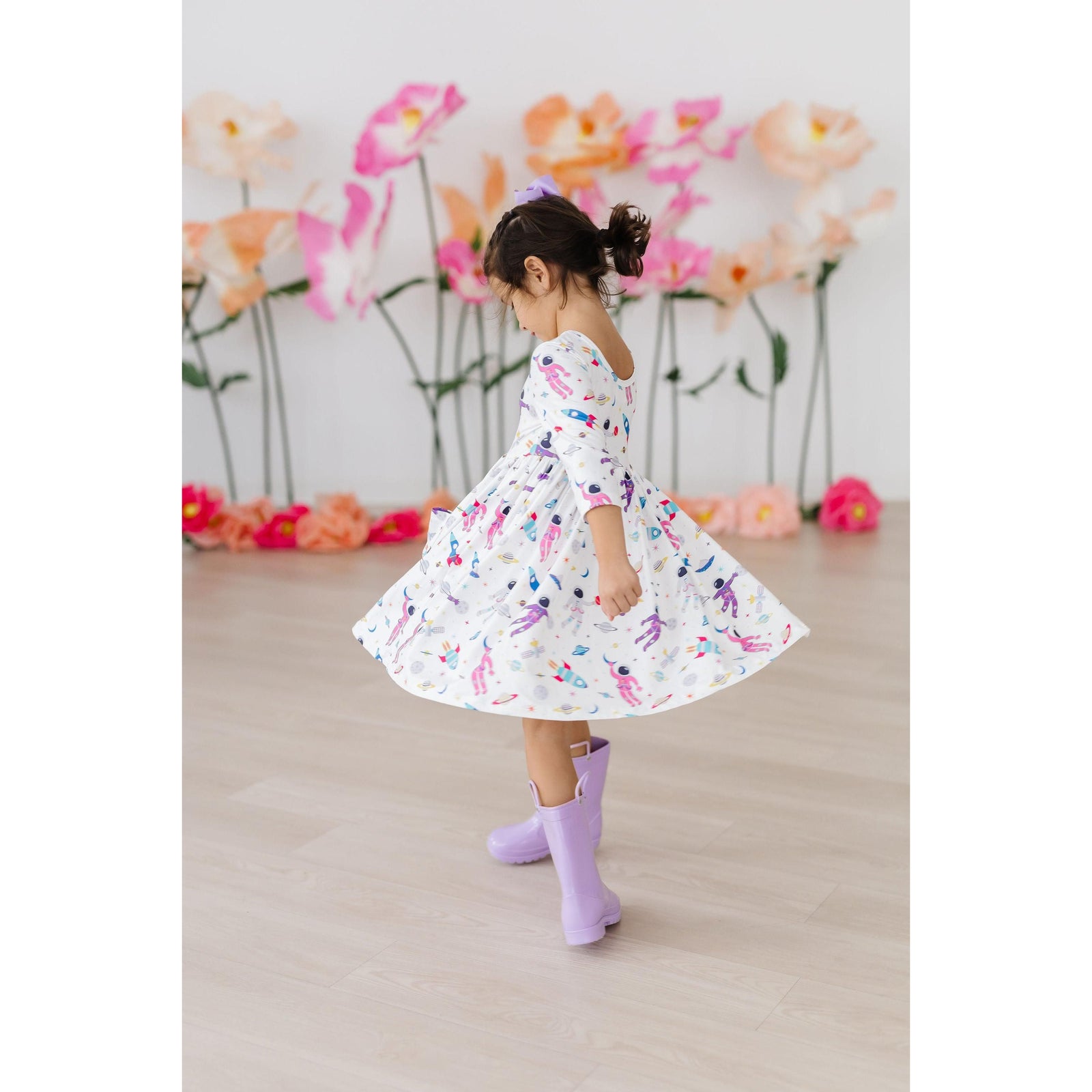 Out of this World 3/4 Sleeve Pocket Twirl Dress