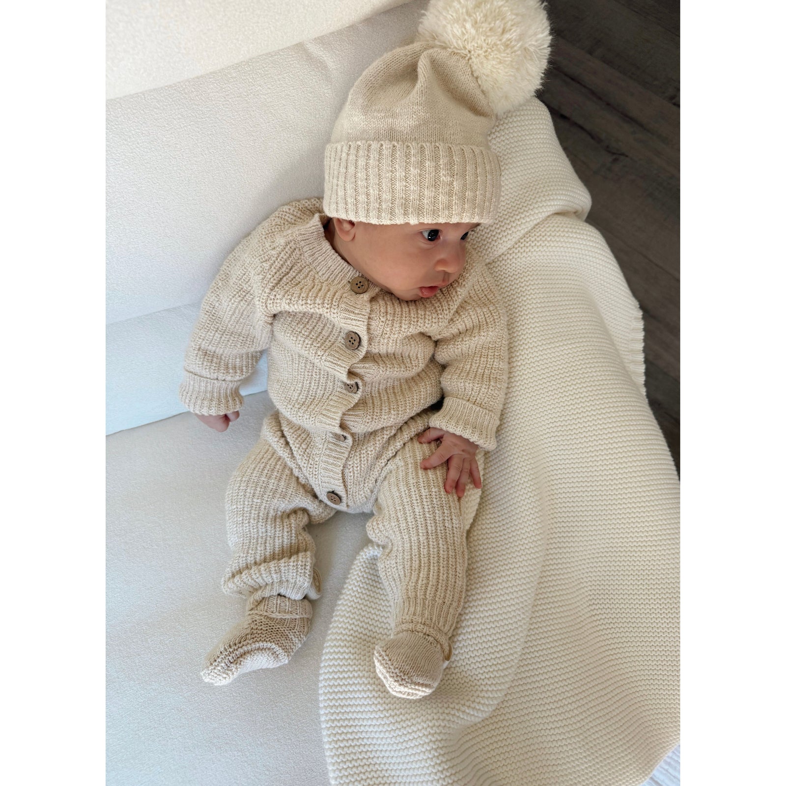Luna + Luca Pom Beanie - French Cream