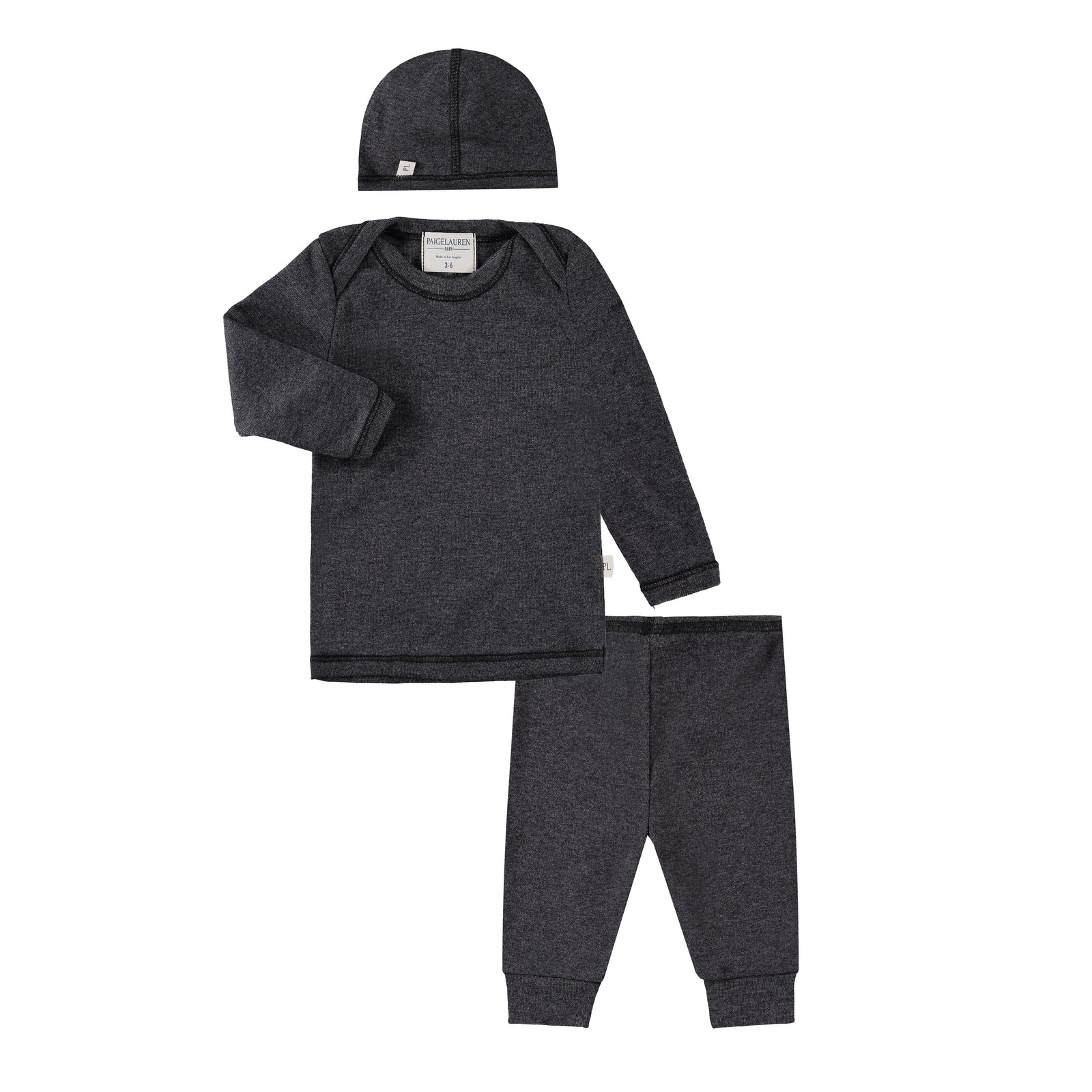 Rib Beanie, Lap Tee and Legging Set