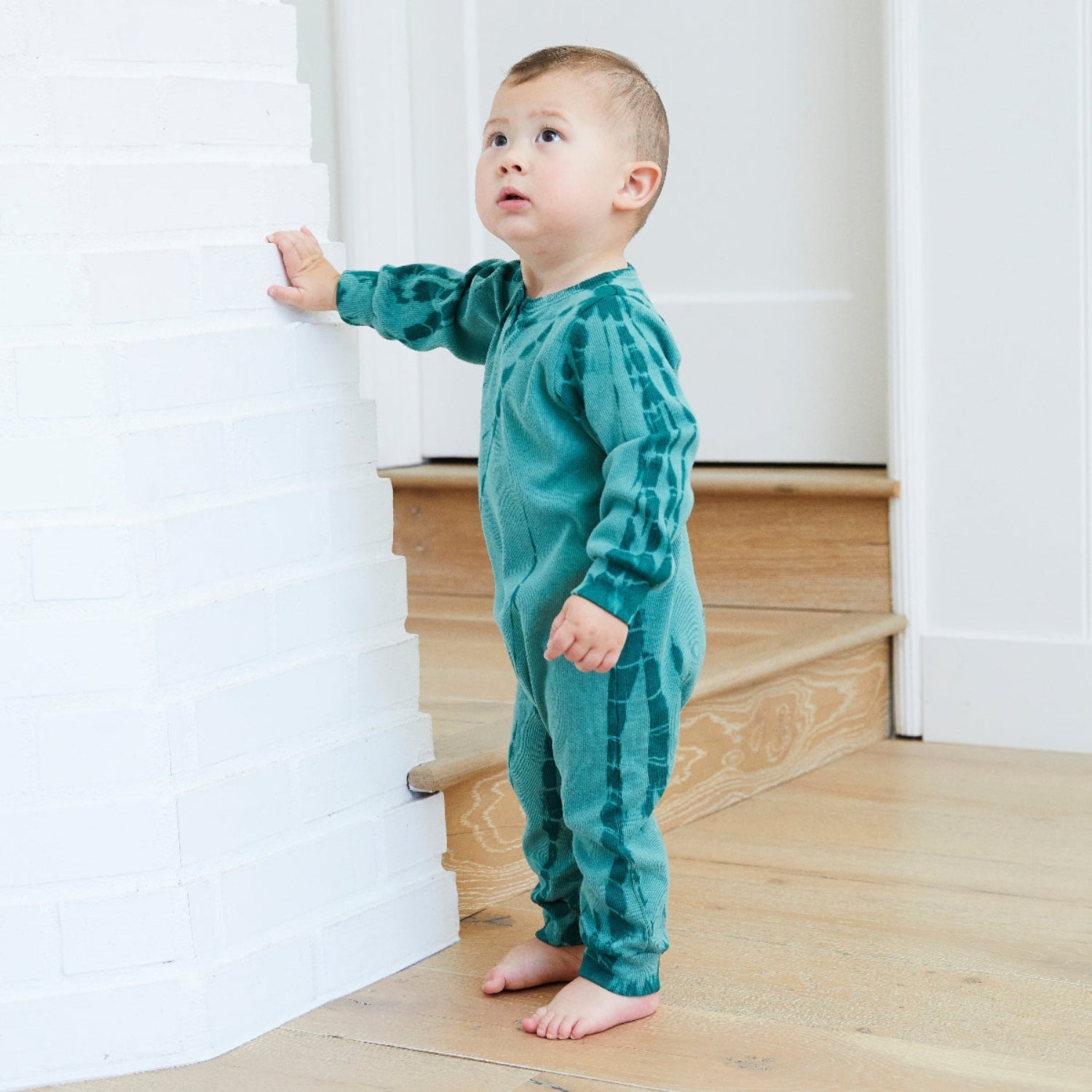 Ribbed Tie Dye Henley Romper